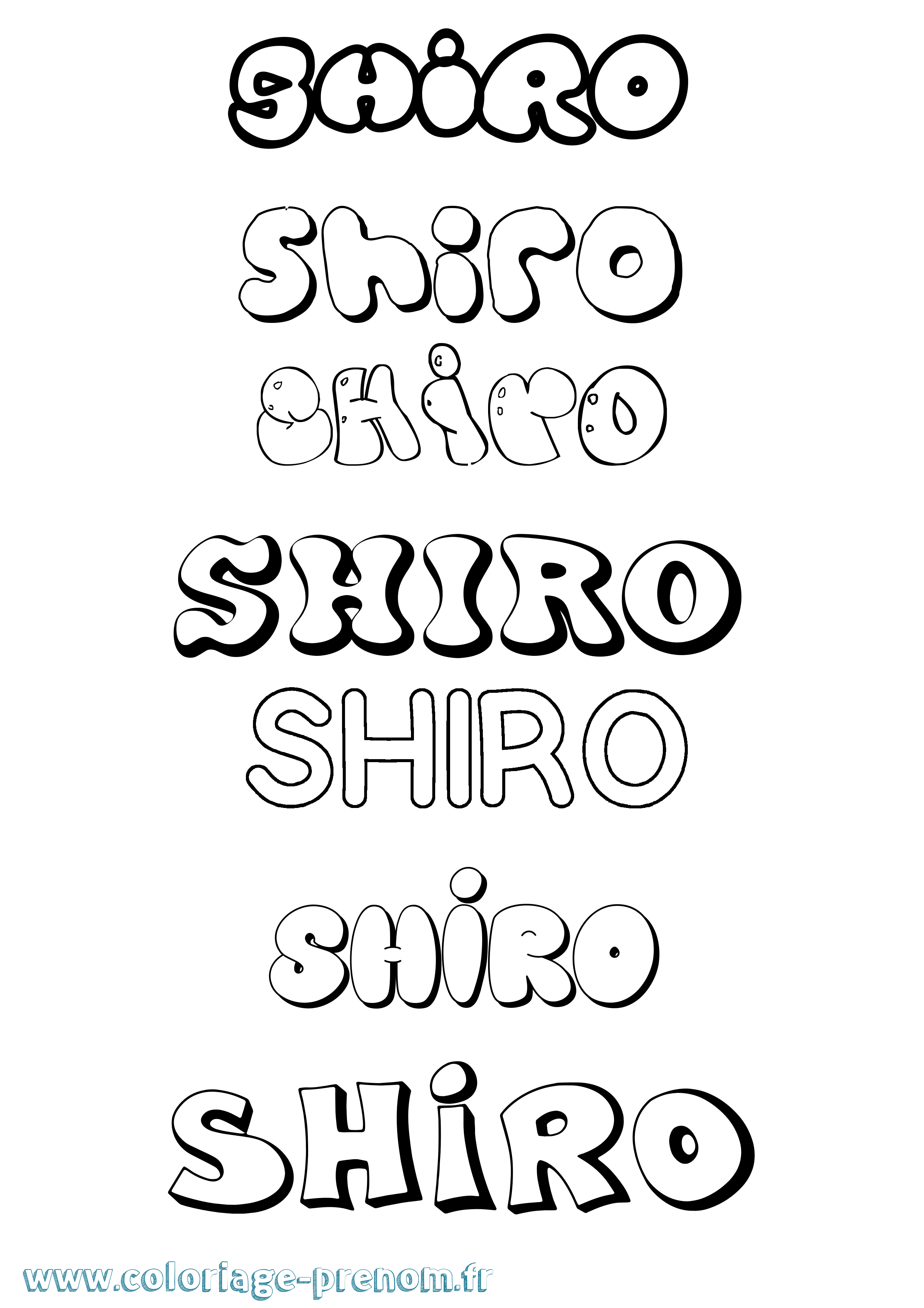 Coloriage prénom Shiro Bubble
