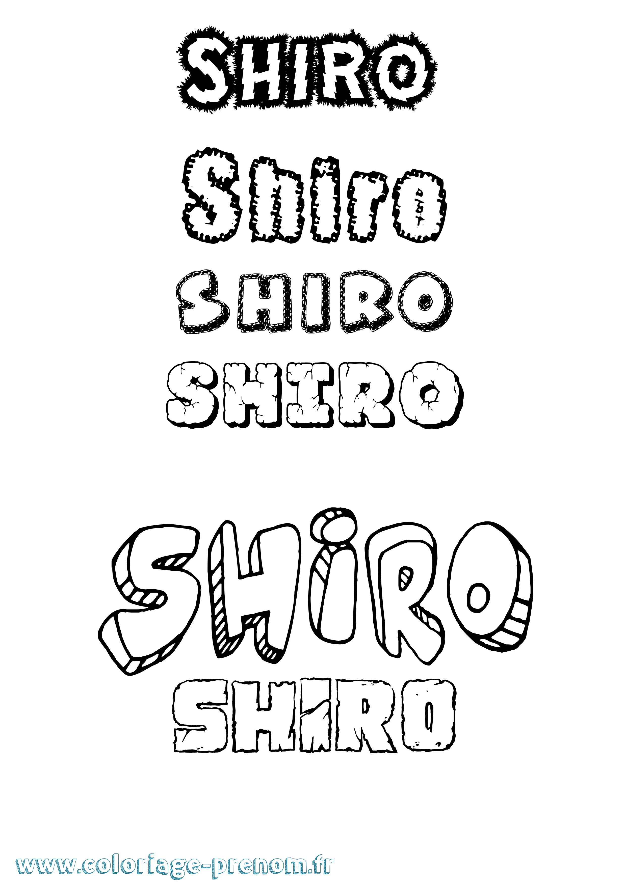 Coloriage prénom Shiro Destructuré