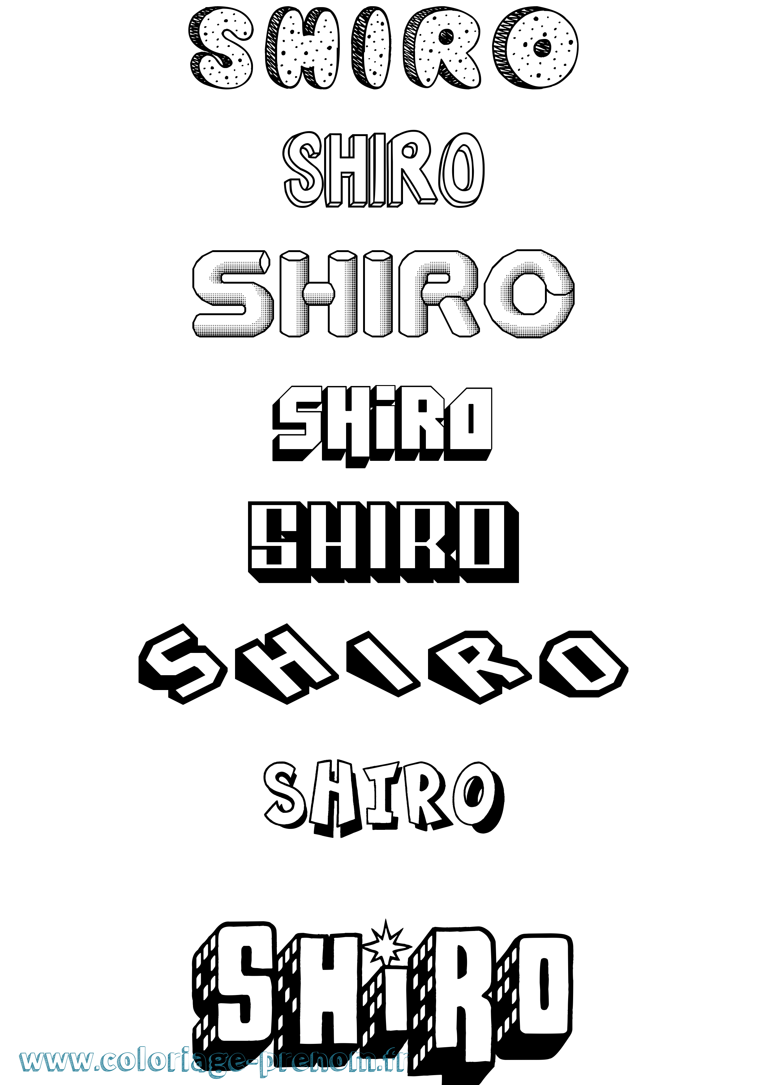 Coloriage prénom Shiro Effet 3D