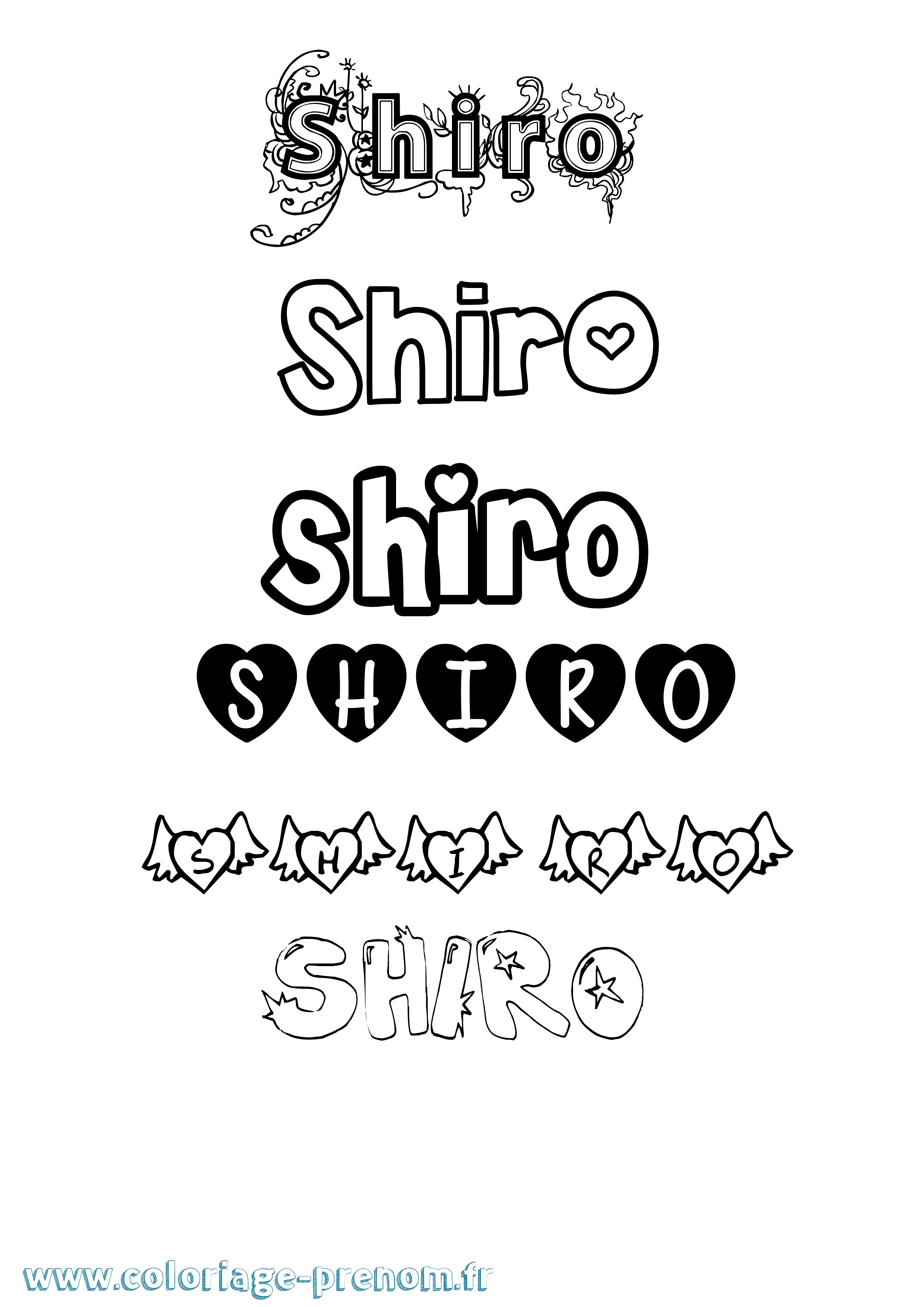 Coloriage prénom Shiro Girly
