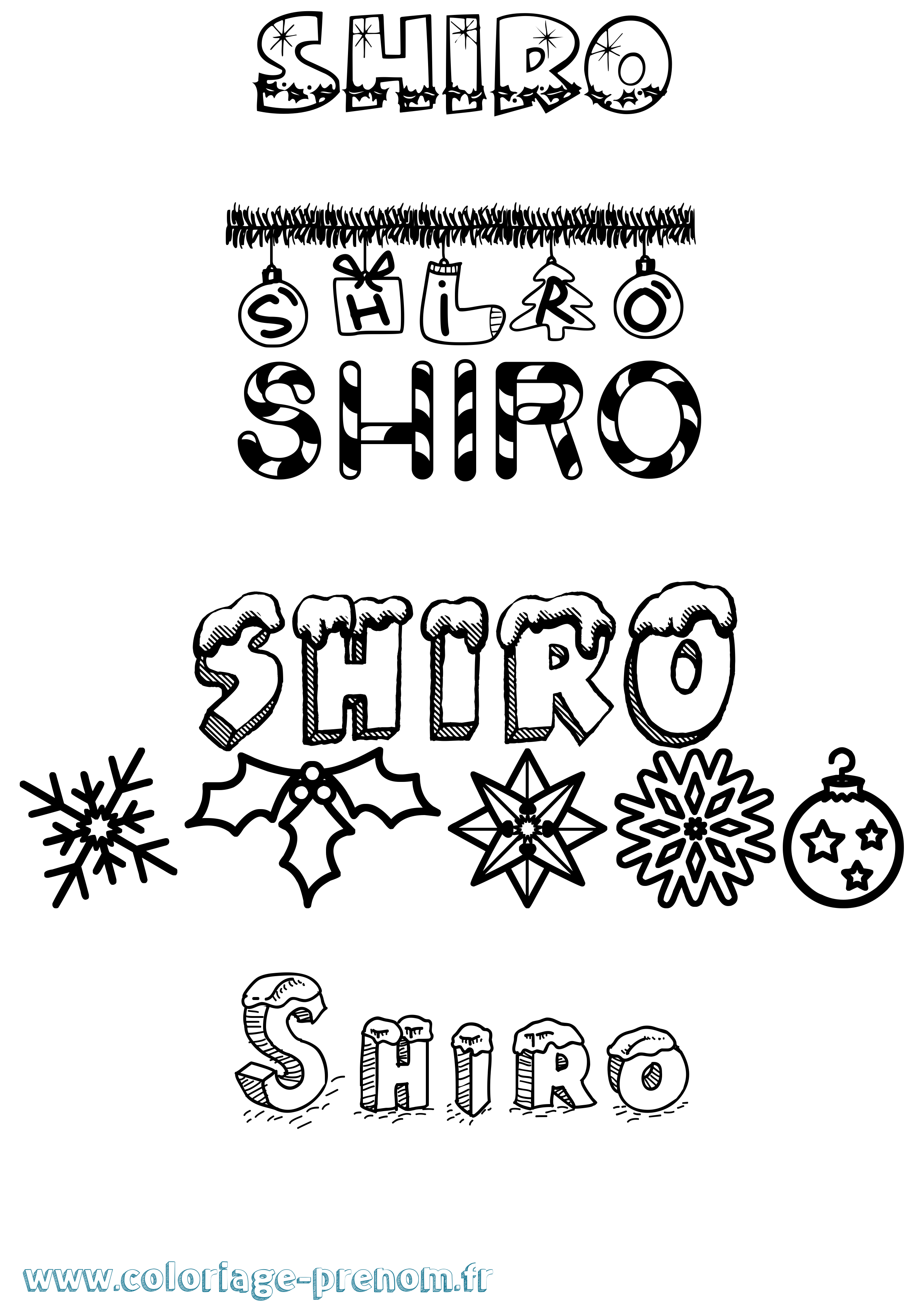 Coloriage prénom Shiro Noël