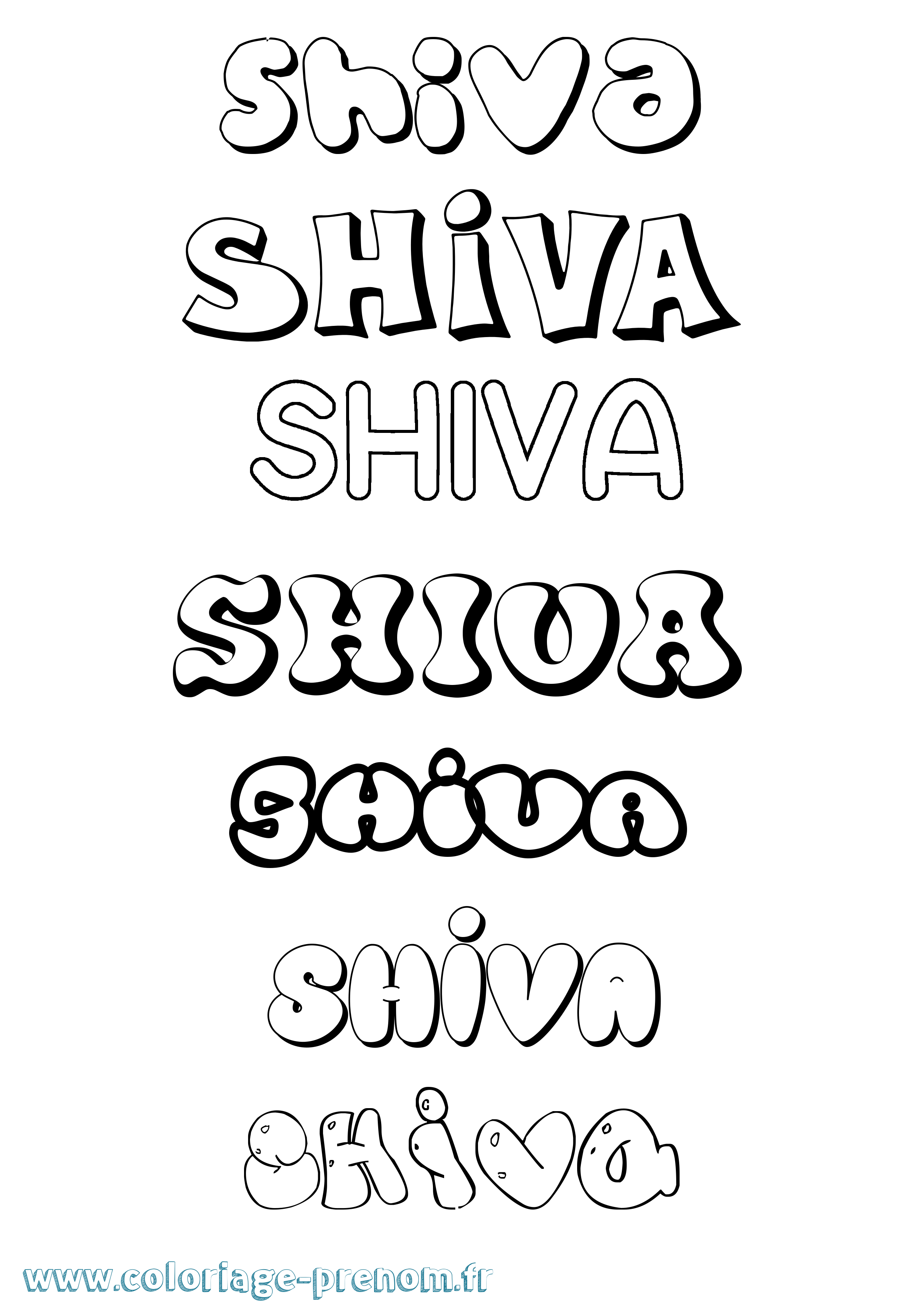 Coloriage prénom Shiva Bubble