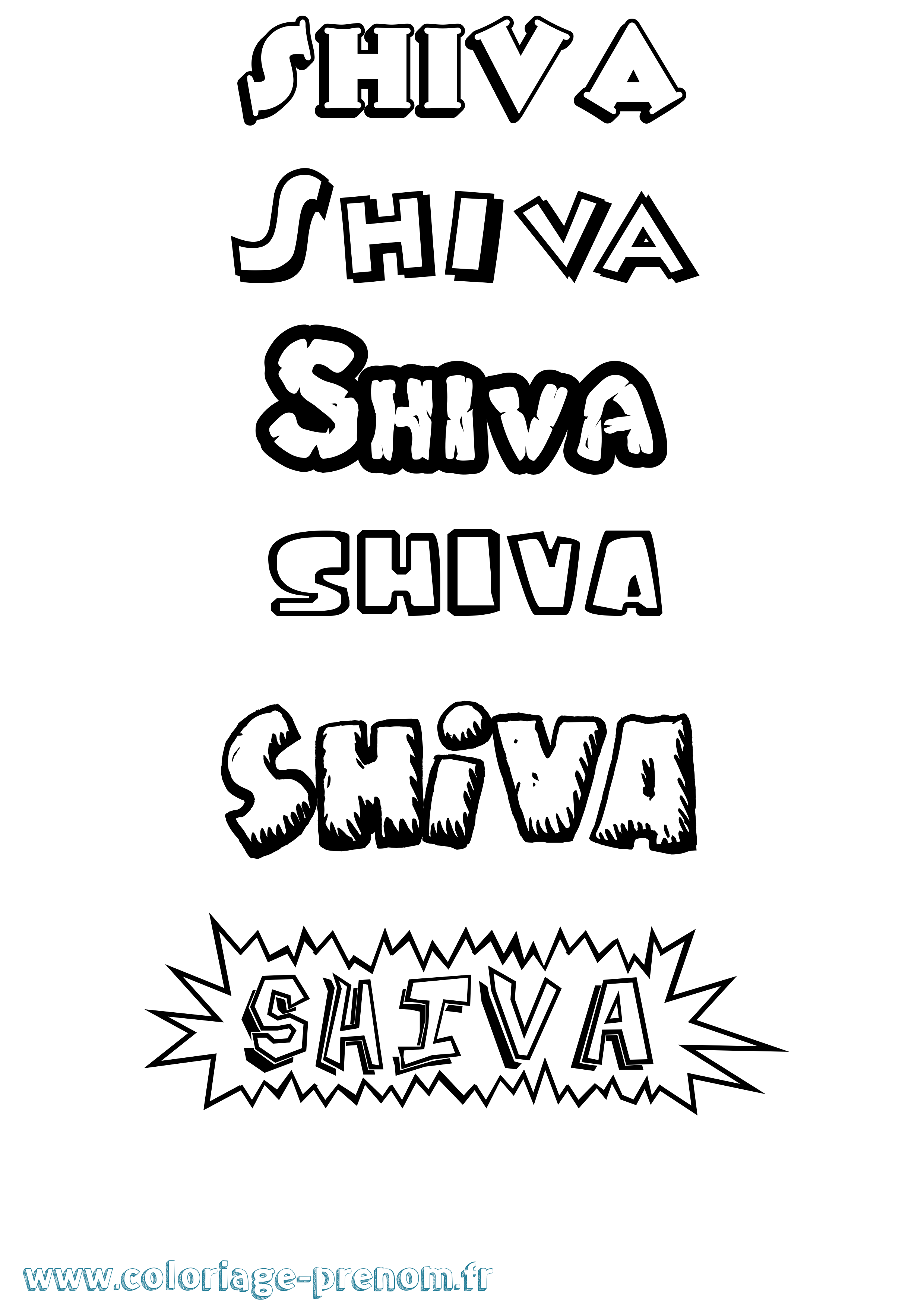 Coloriage prénom Shiva Dessin Animé