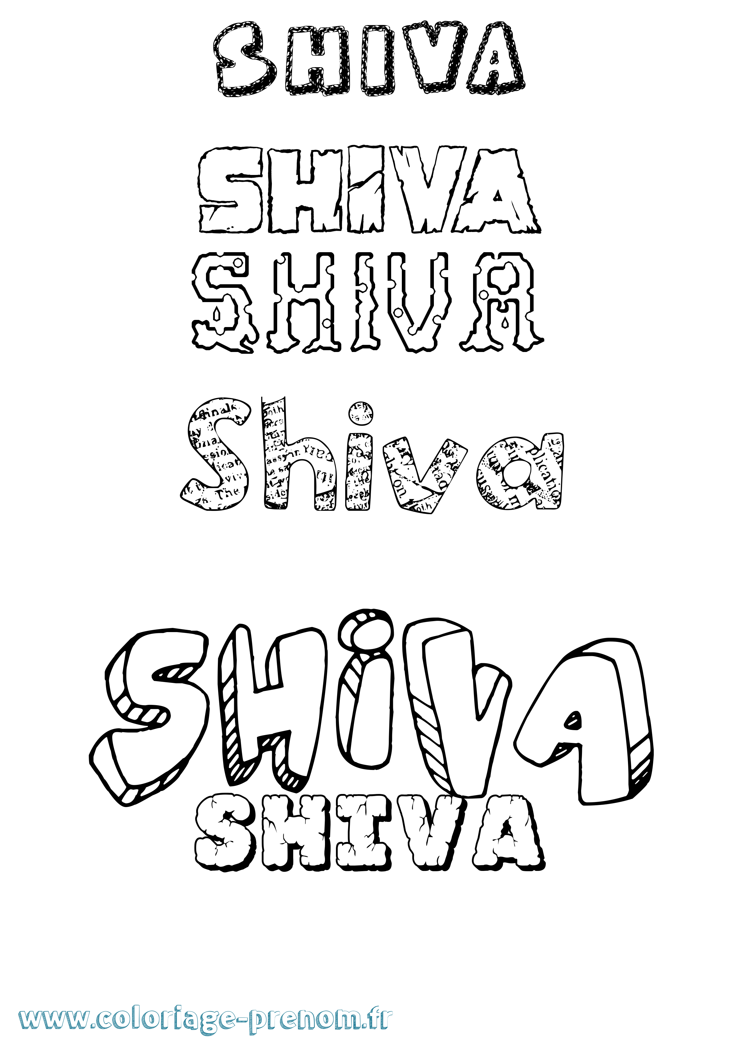 Coloriage prénom Shiva Destructuré