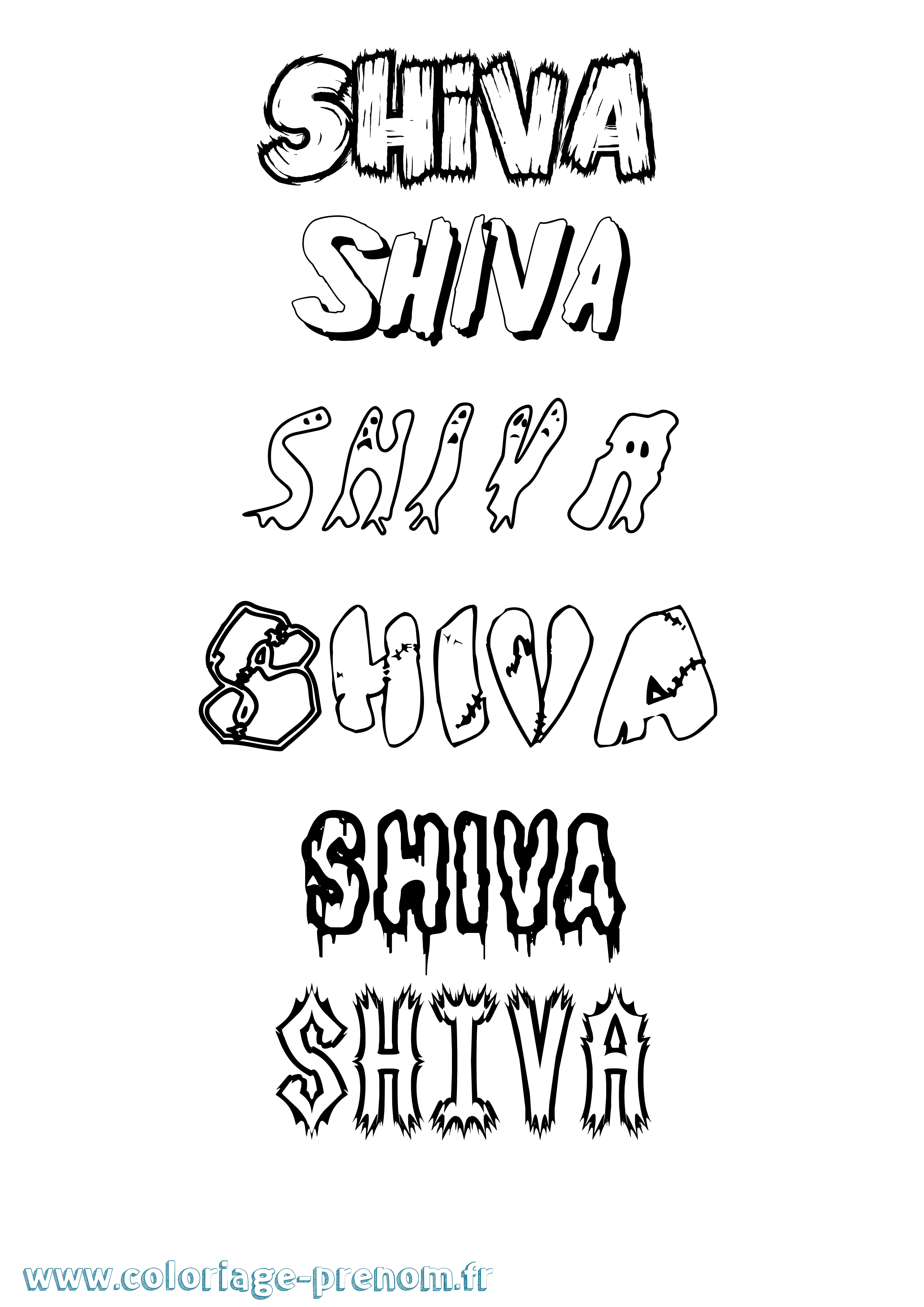 Coloriage prénom Shiva Frisson