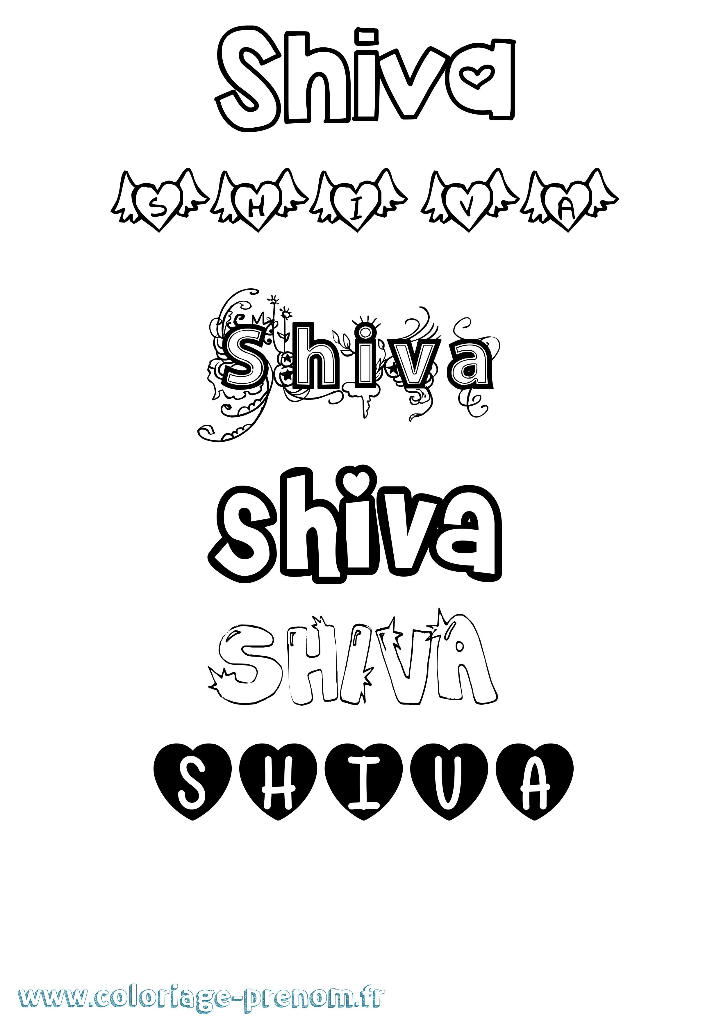 Coloriage prénom Shiva Girly