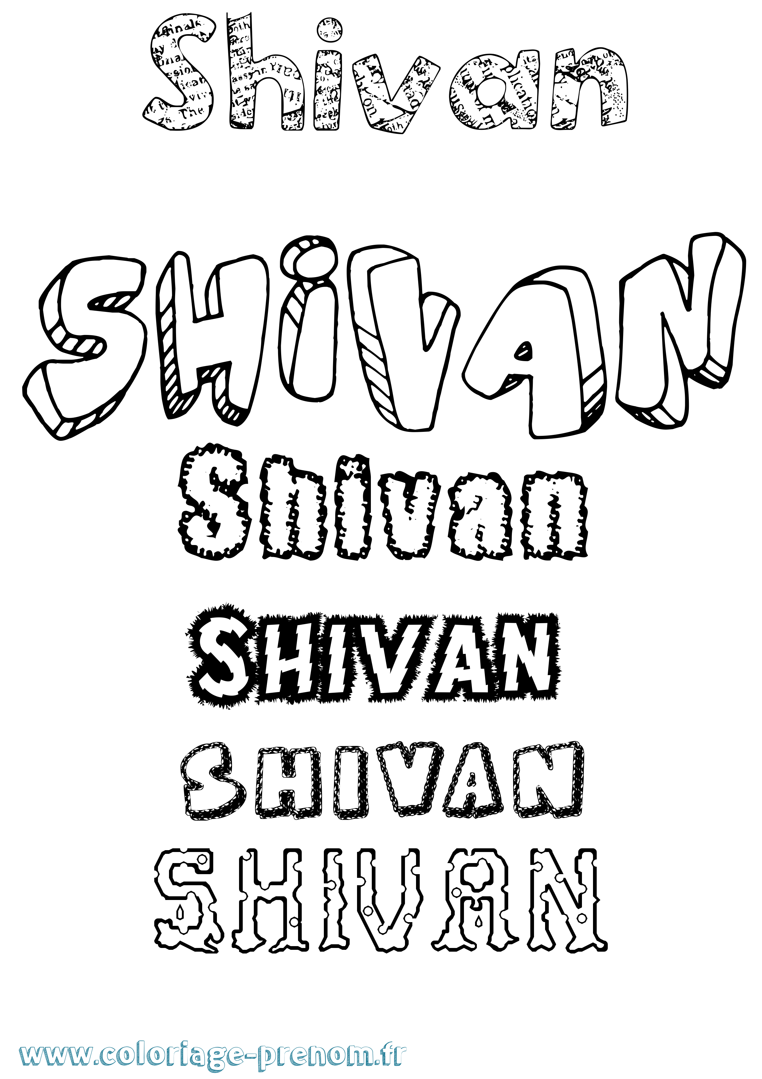 Coloriage prénom Shivan Destructuré