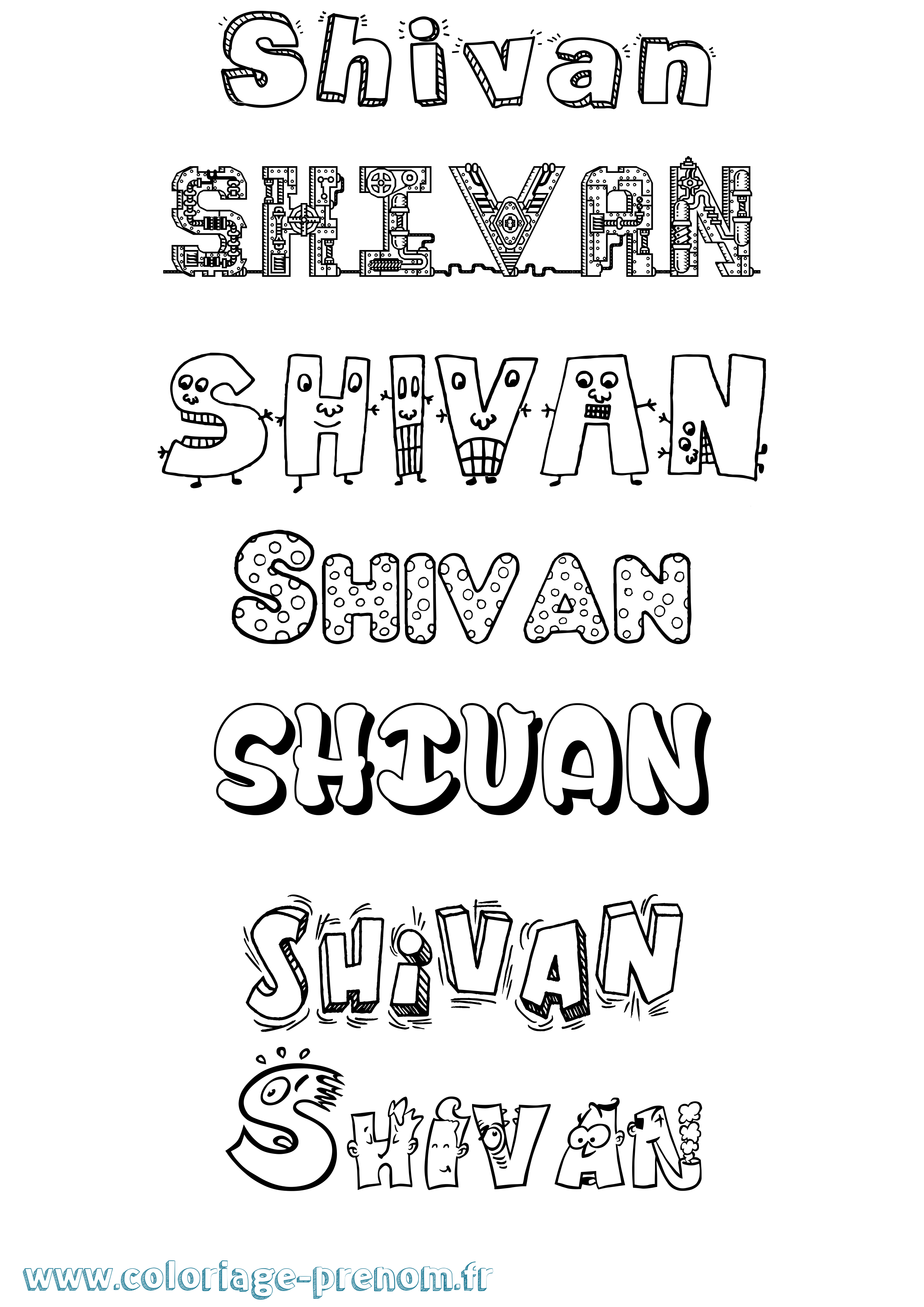 Coloriage prénom Shivan Fun