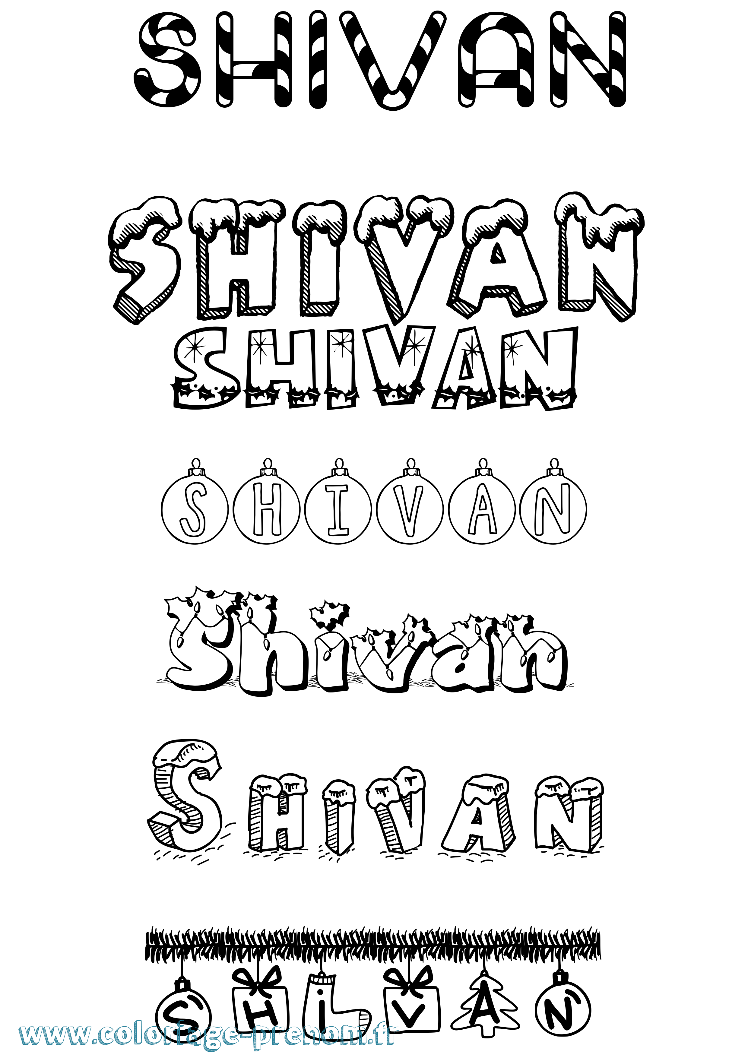 Coloriage prénom Shivan Noël