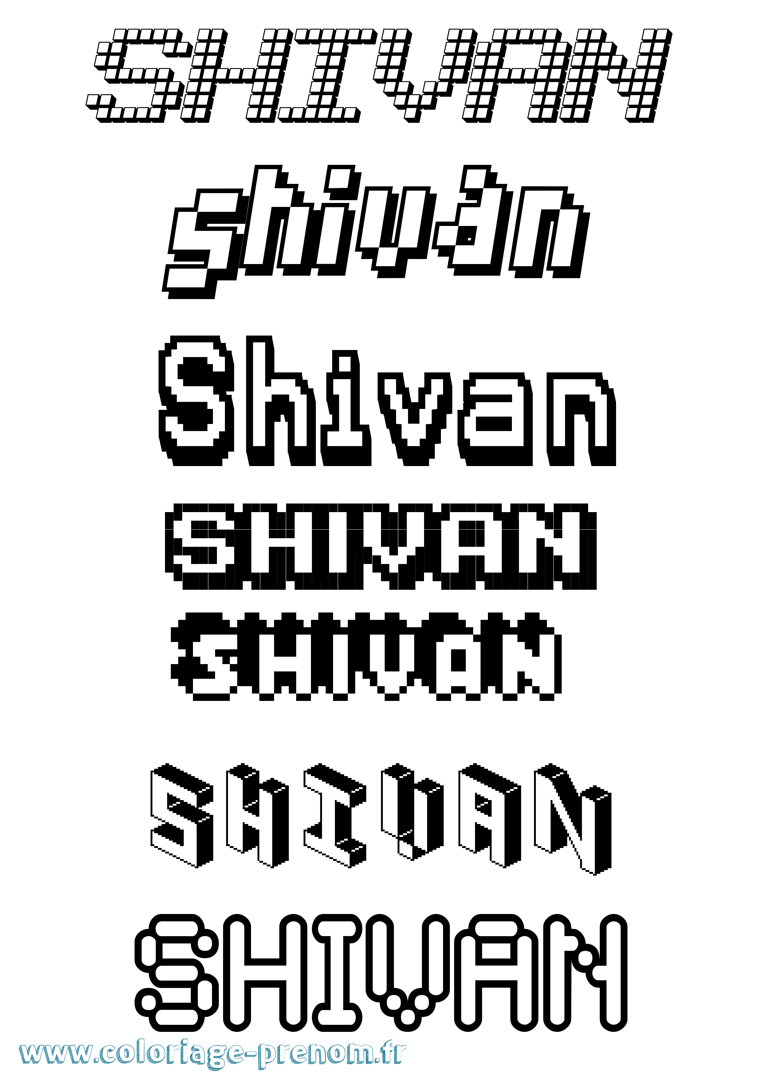 Coloriage prénom Shivan Pixel