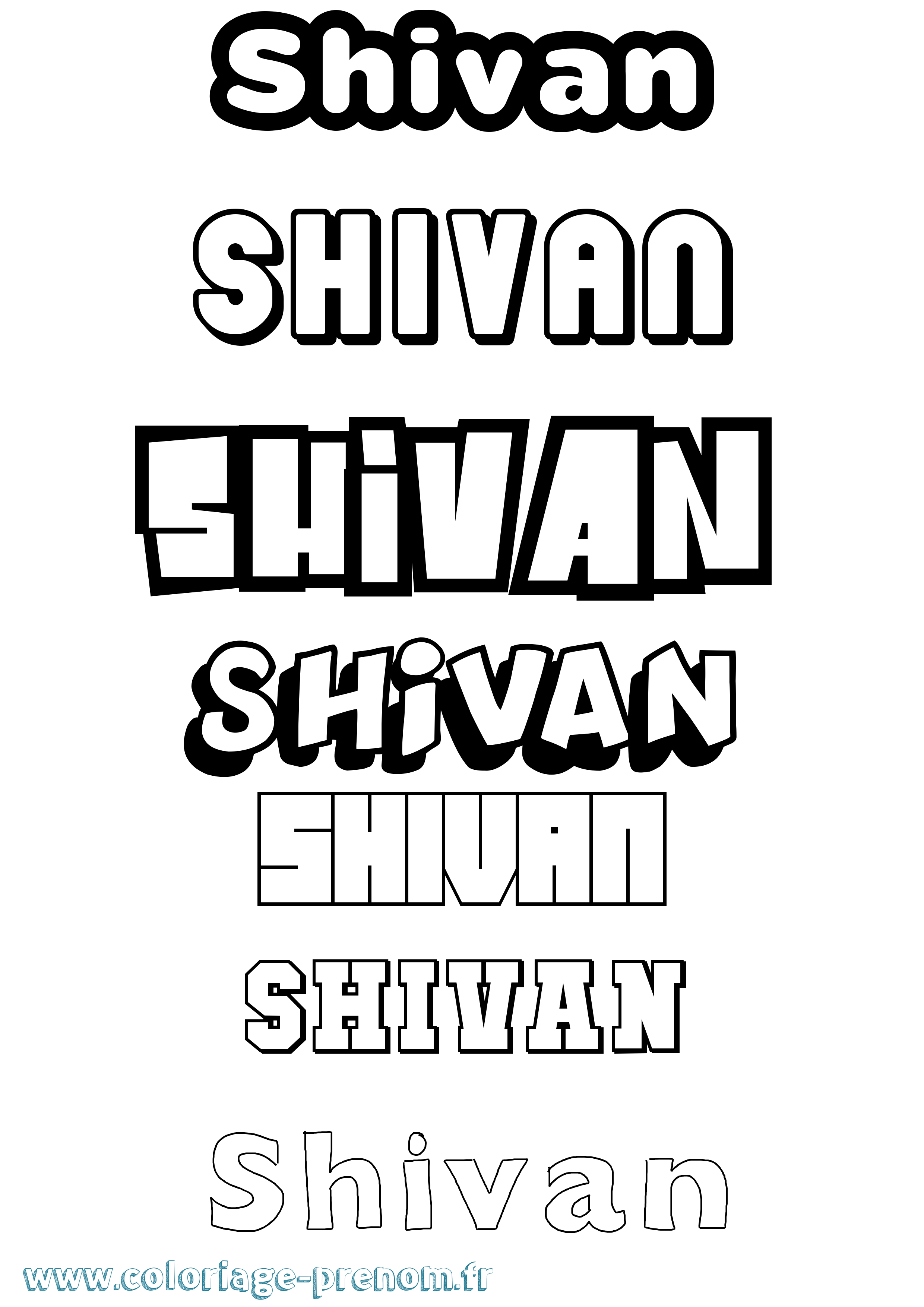 Coloriage prénom Shivan Simple
