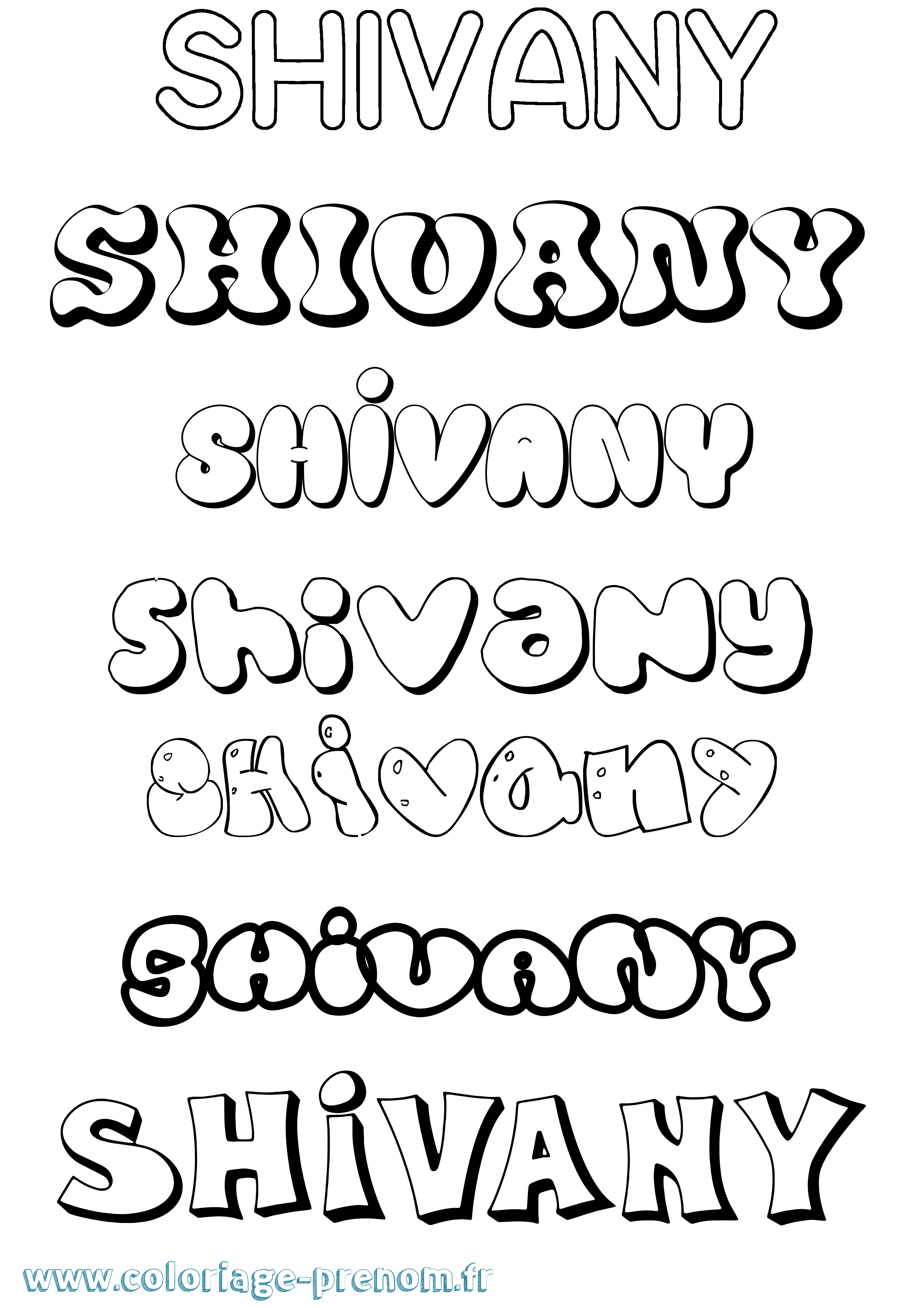 Coloriage Shivany Bubble Coloriage prénom Shivany Bubble
