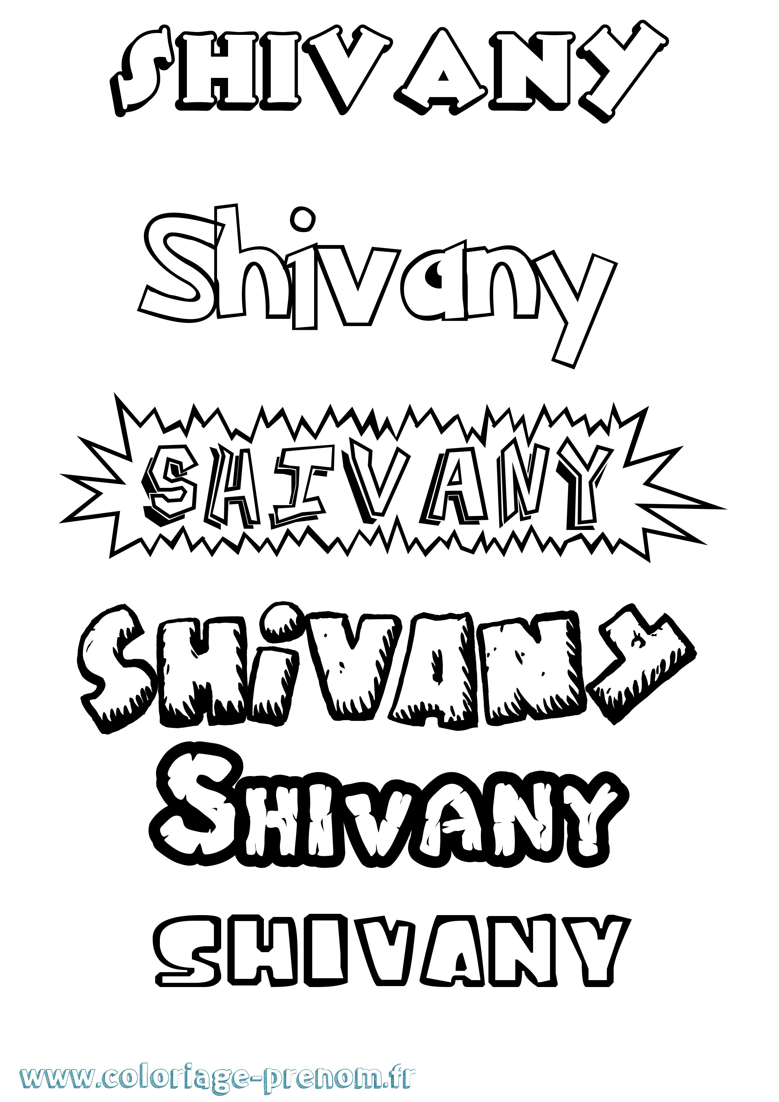 Coloriage Shivany Dessin Animé Coloriage prénom Shivany Dessin Animé