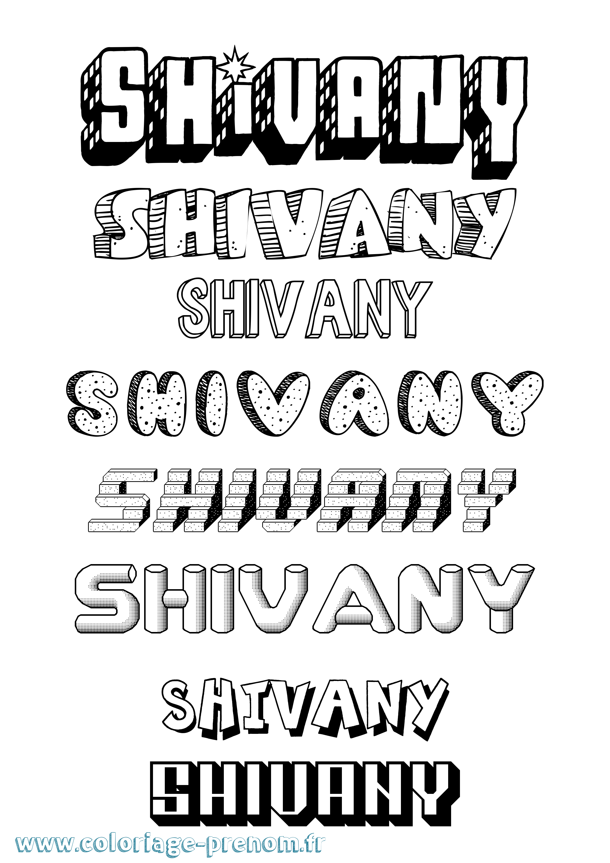 Coloriage Shivany Effet 3D Coloriage prénom Shivany Effet 3D