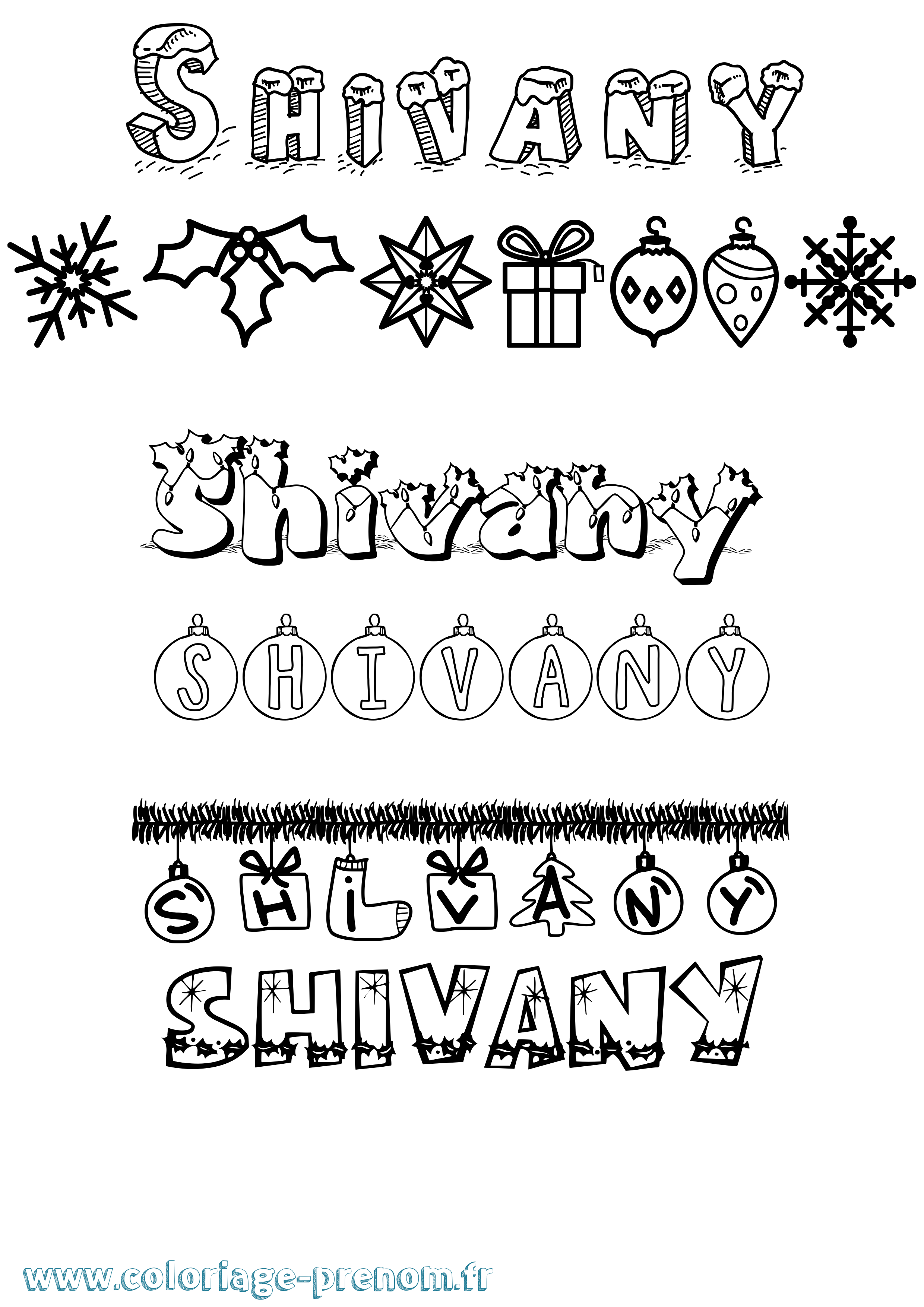Coloriage Shivany Noël Coloriage prénom Shivany Noël