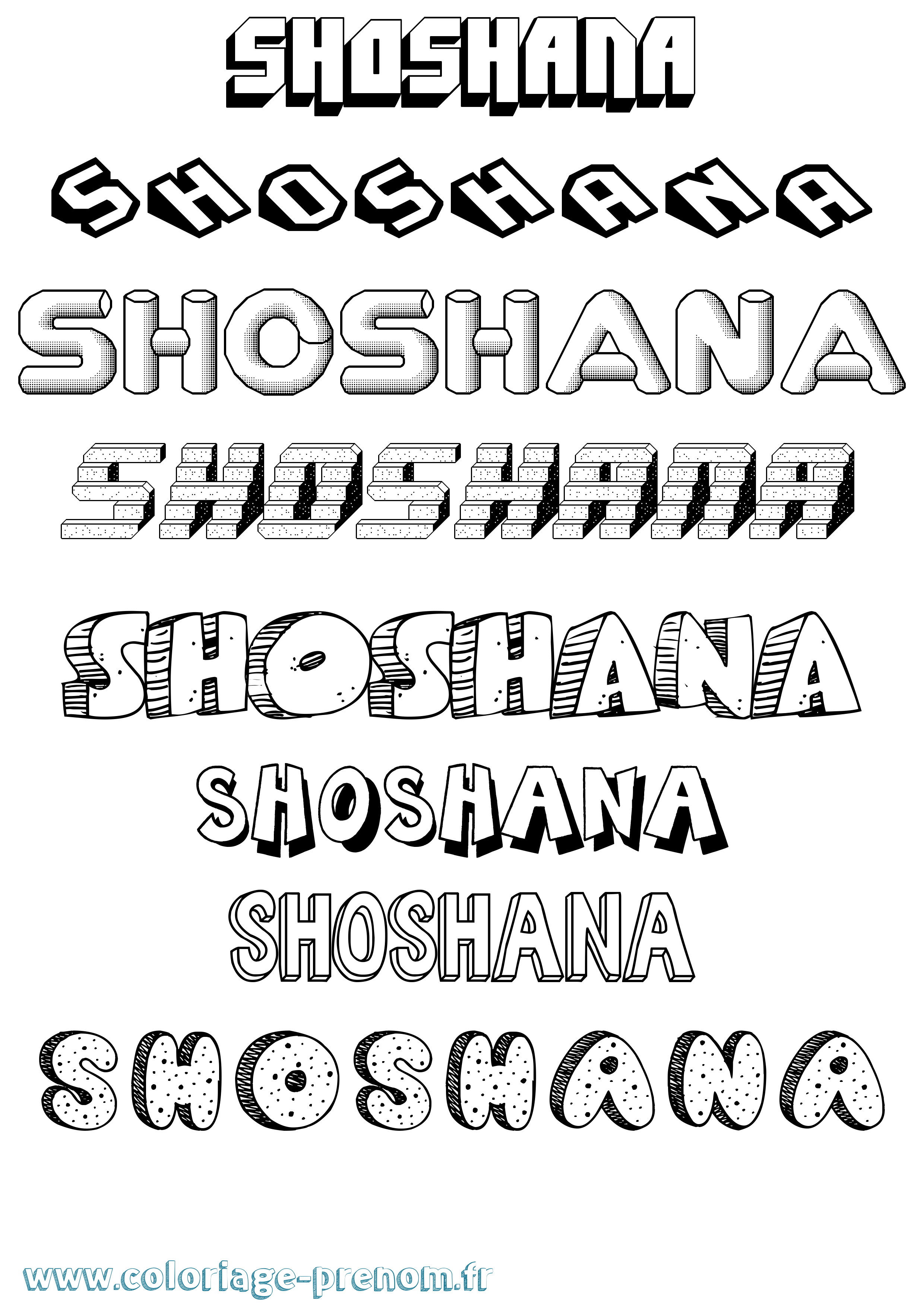 Coloriage prénom Shoshana Effet 3D