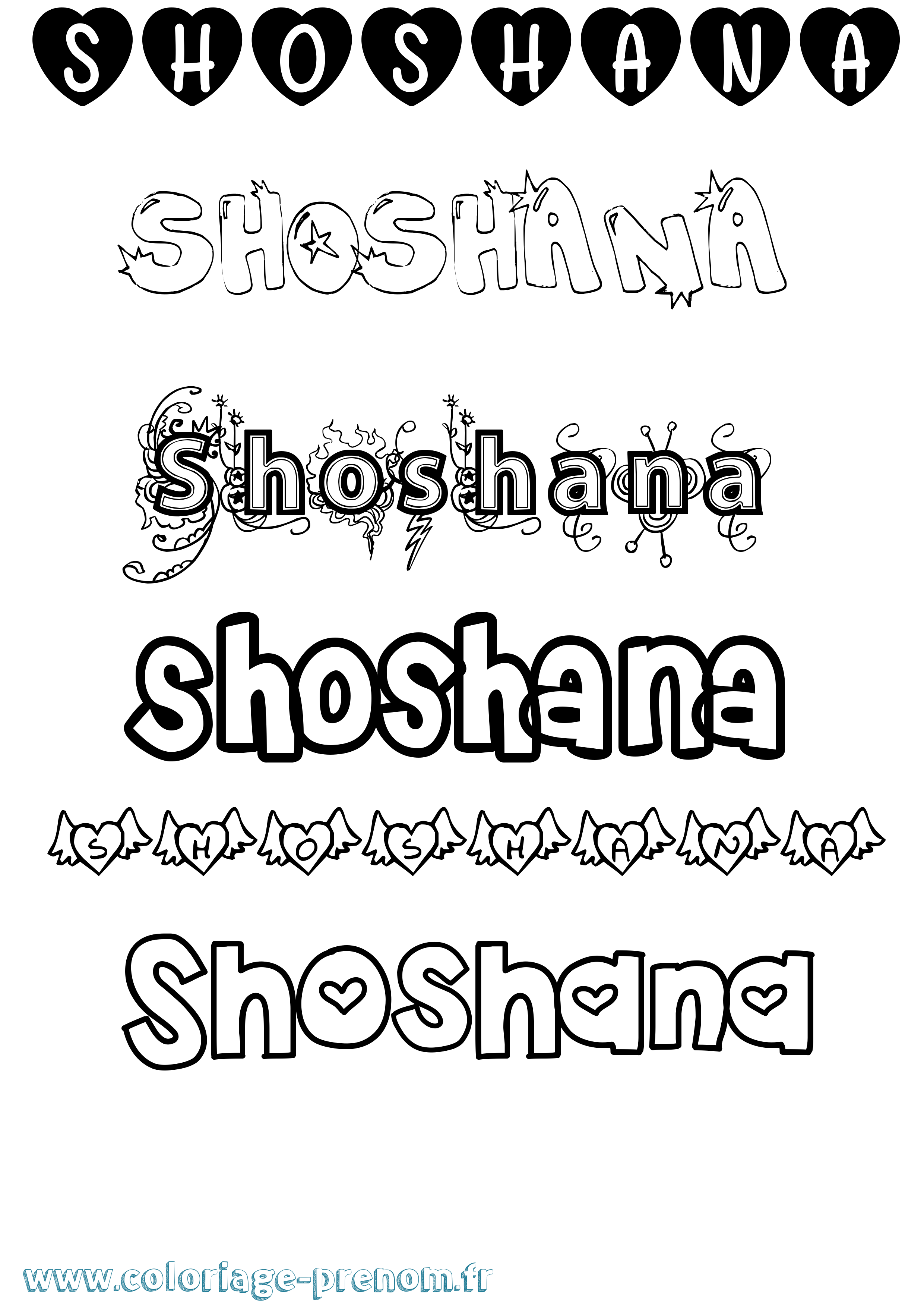 Coloriage prénom Shoshana Girly