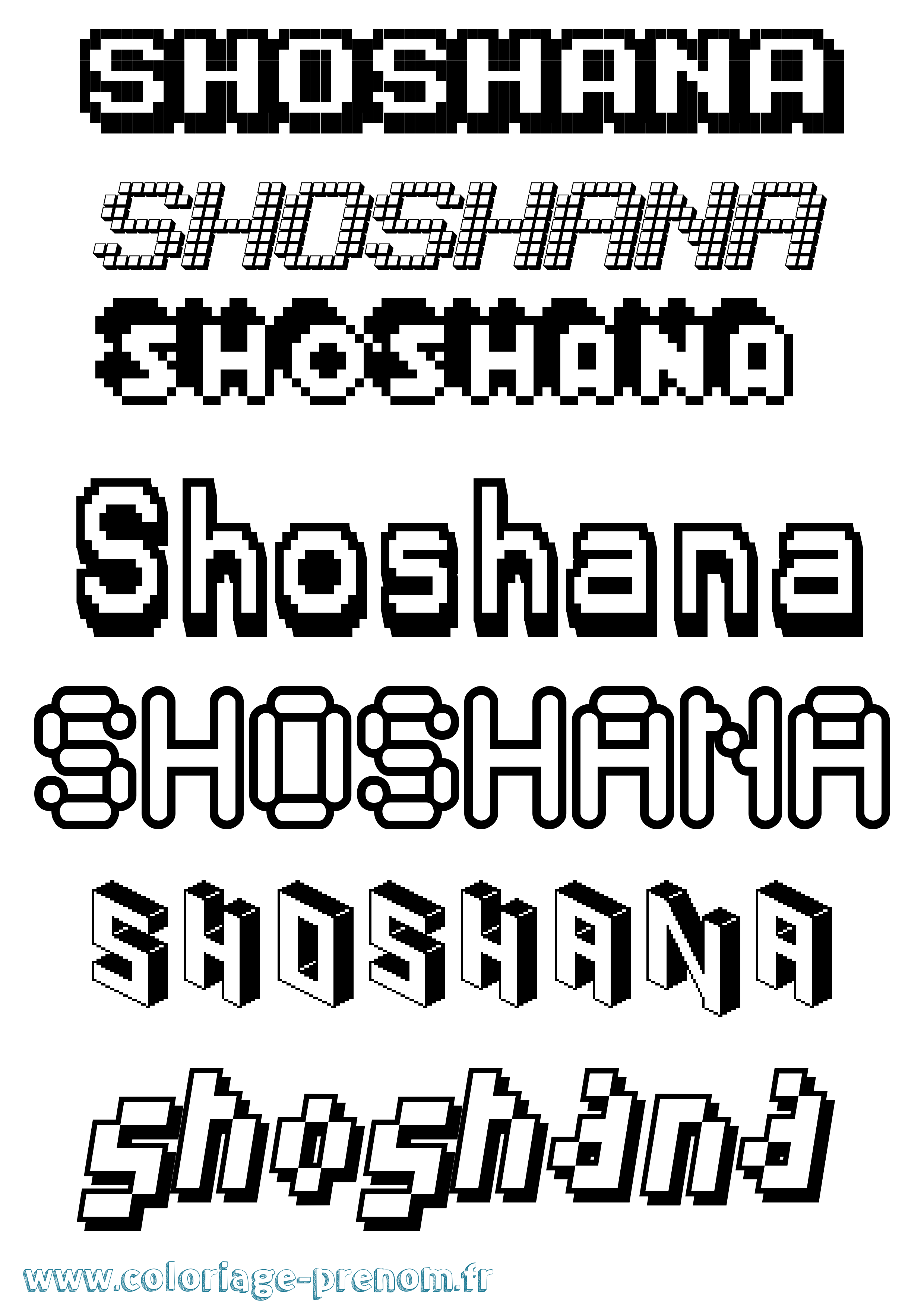 Coloriage prénom Shoshana Pixel