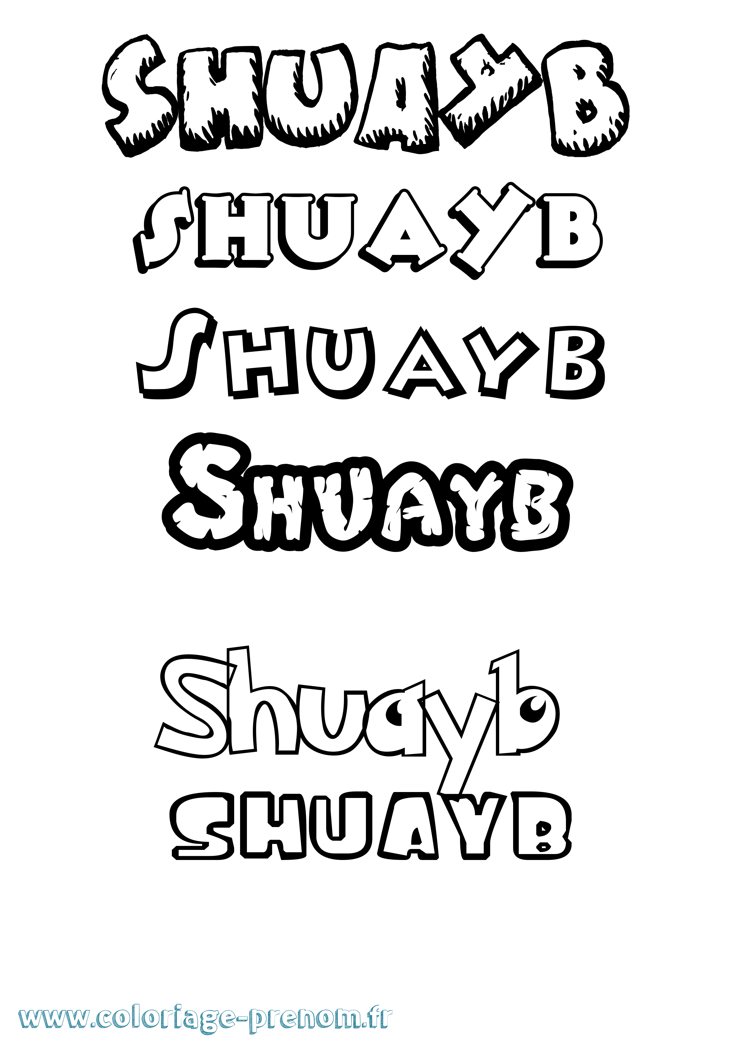Coloriage prénom Shuayb Dessin Animé