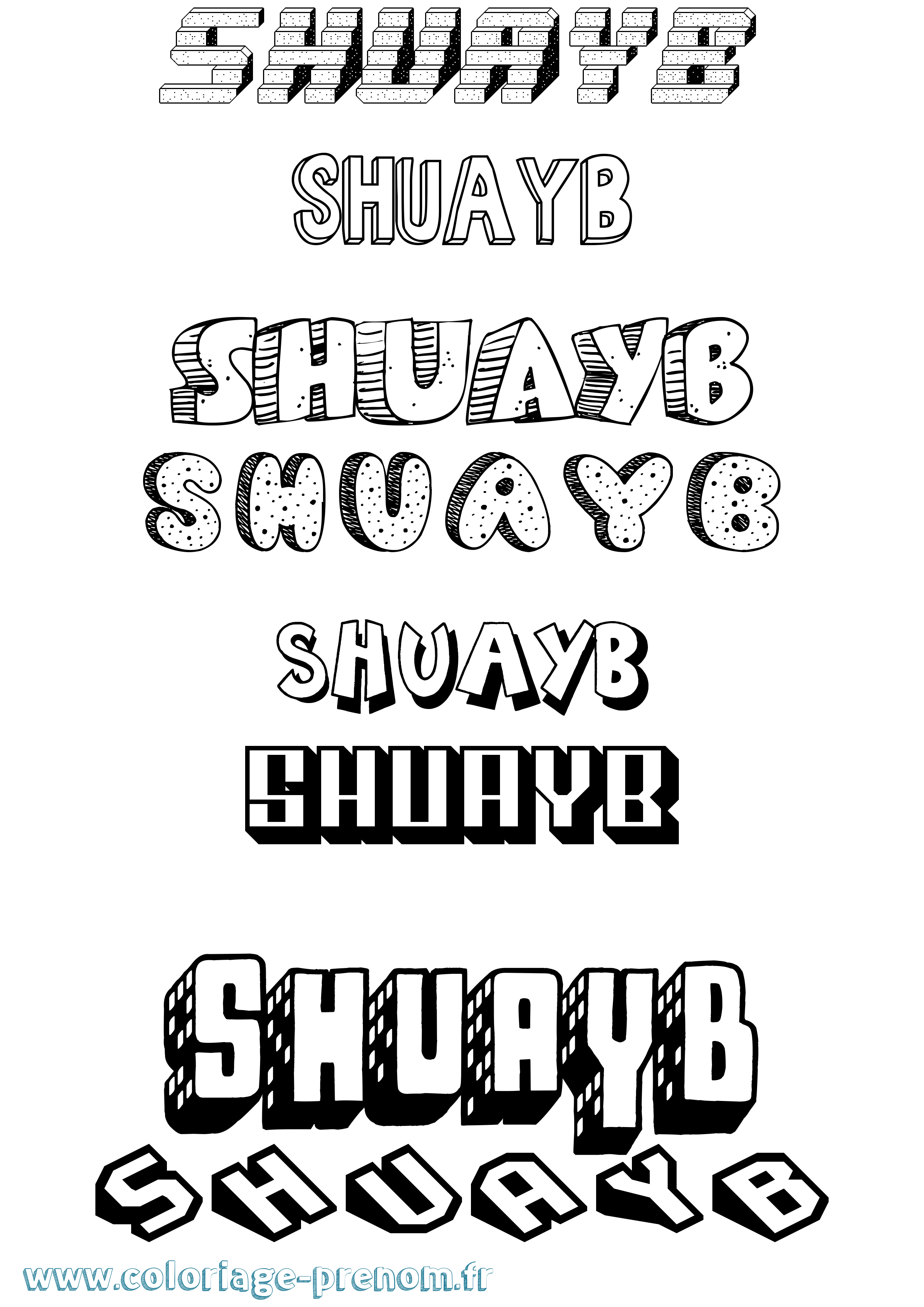 Coloriage prénom Shuayb Effet 3D