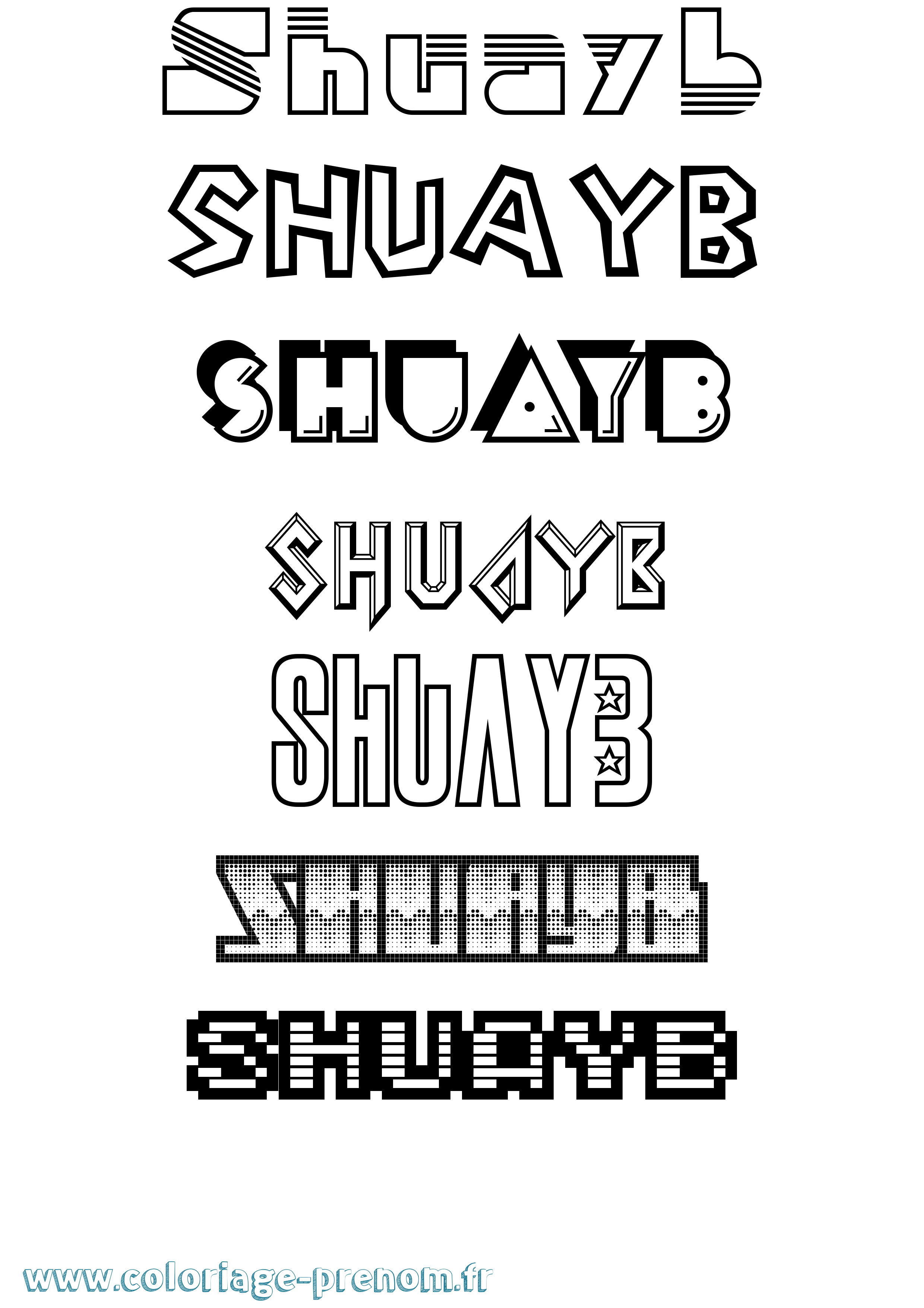 Coloriage prénom Shuayb Jeux Vidéos