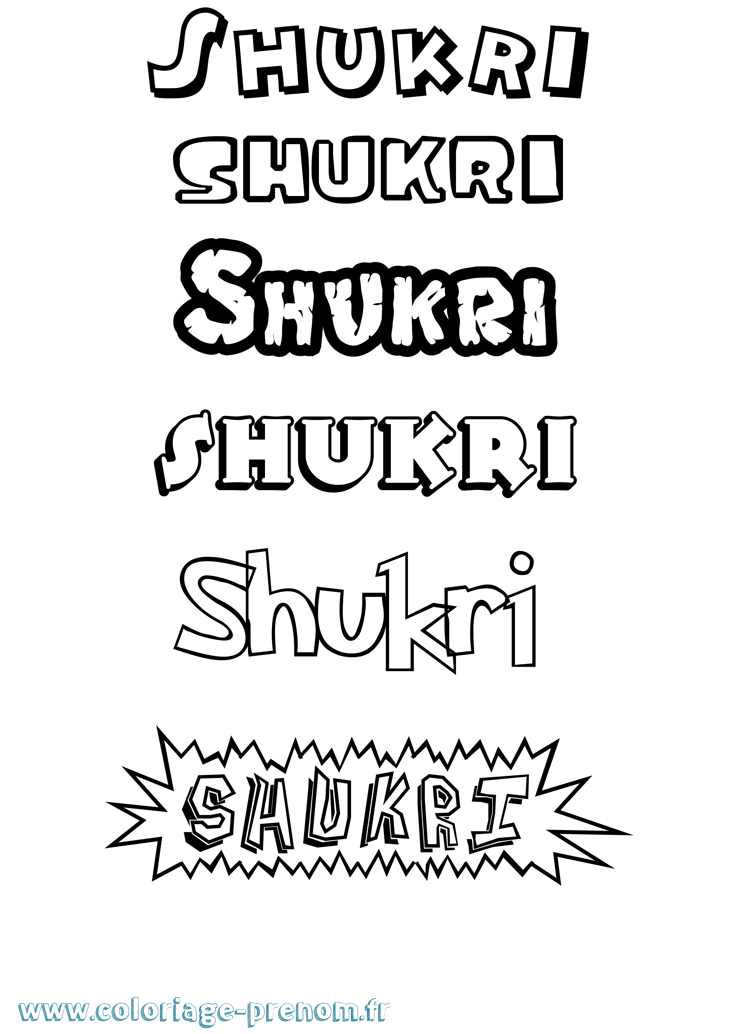 Coloriage prénom Shukri Dessin Animé