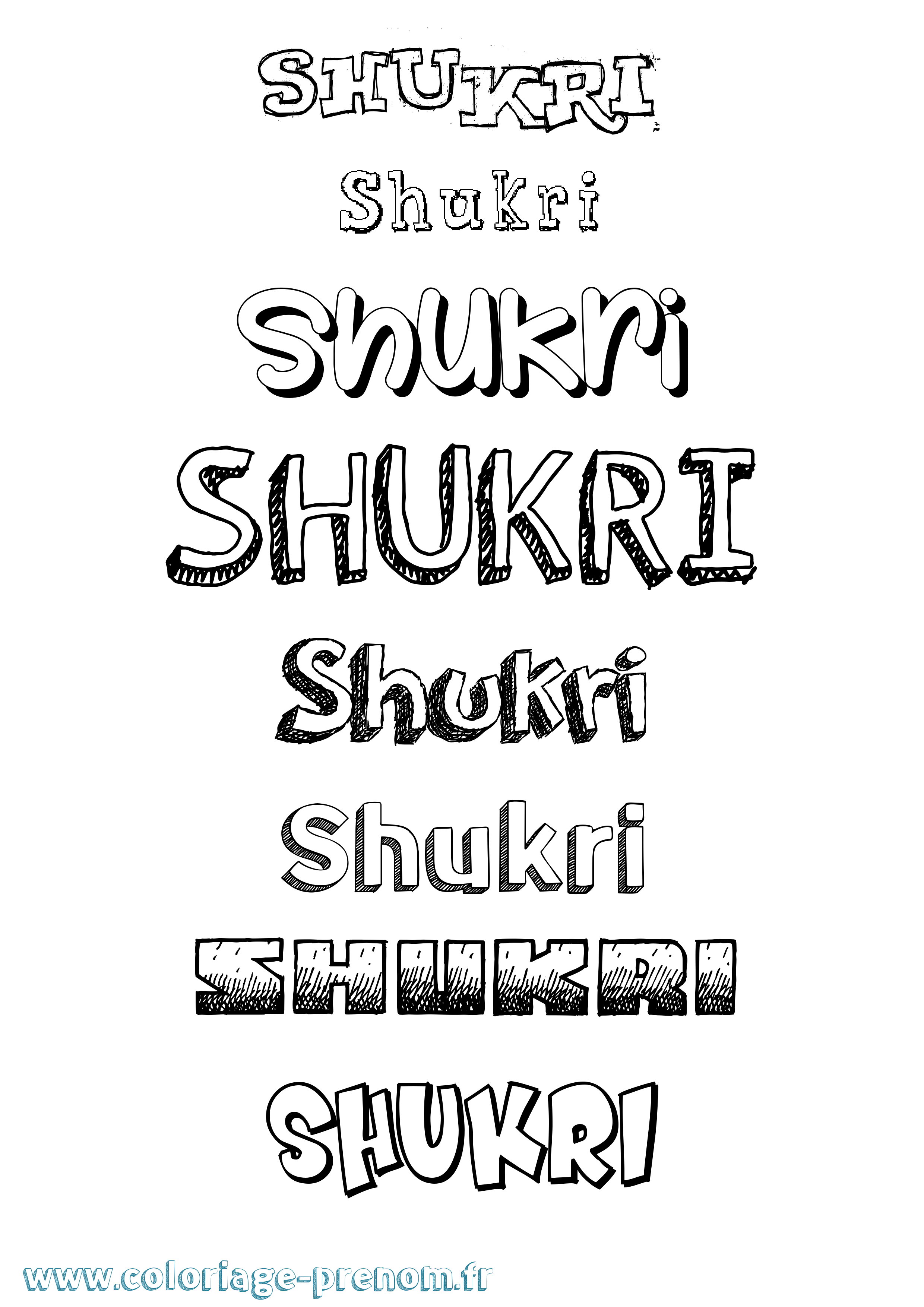 Coloriage prénom Shukri Dessiné