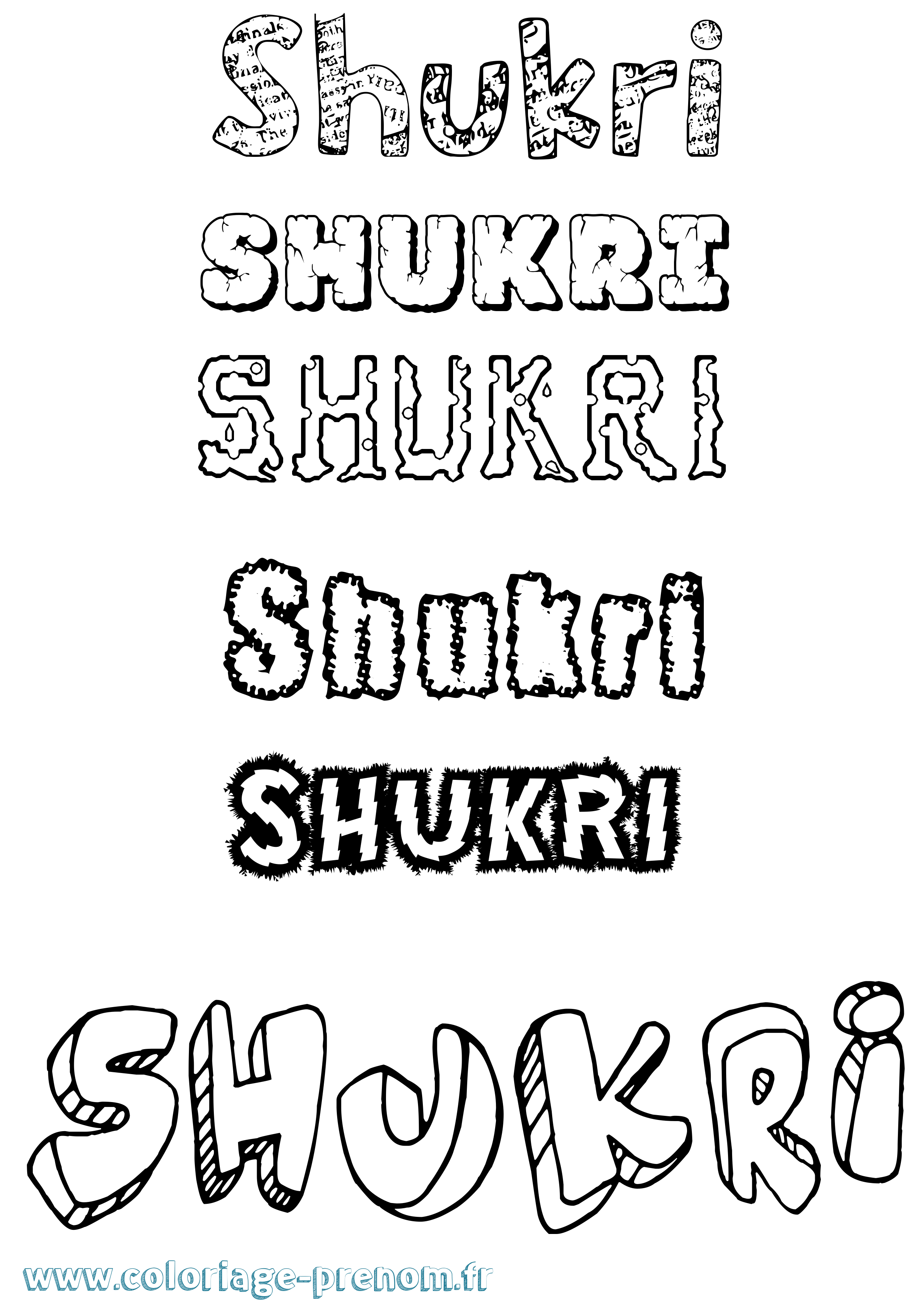 Coloriage prénom Shukri Destructuré
