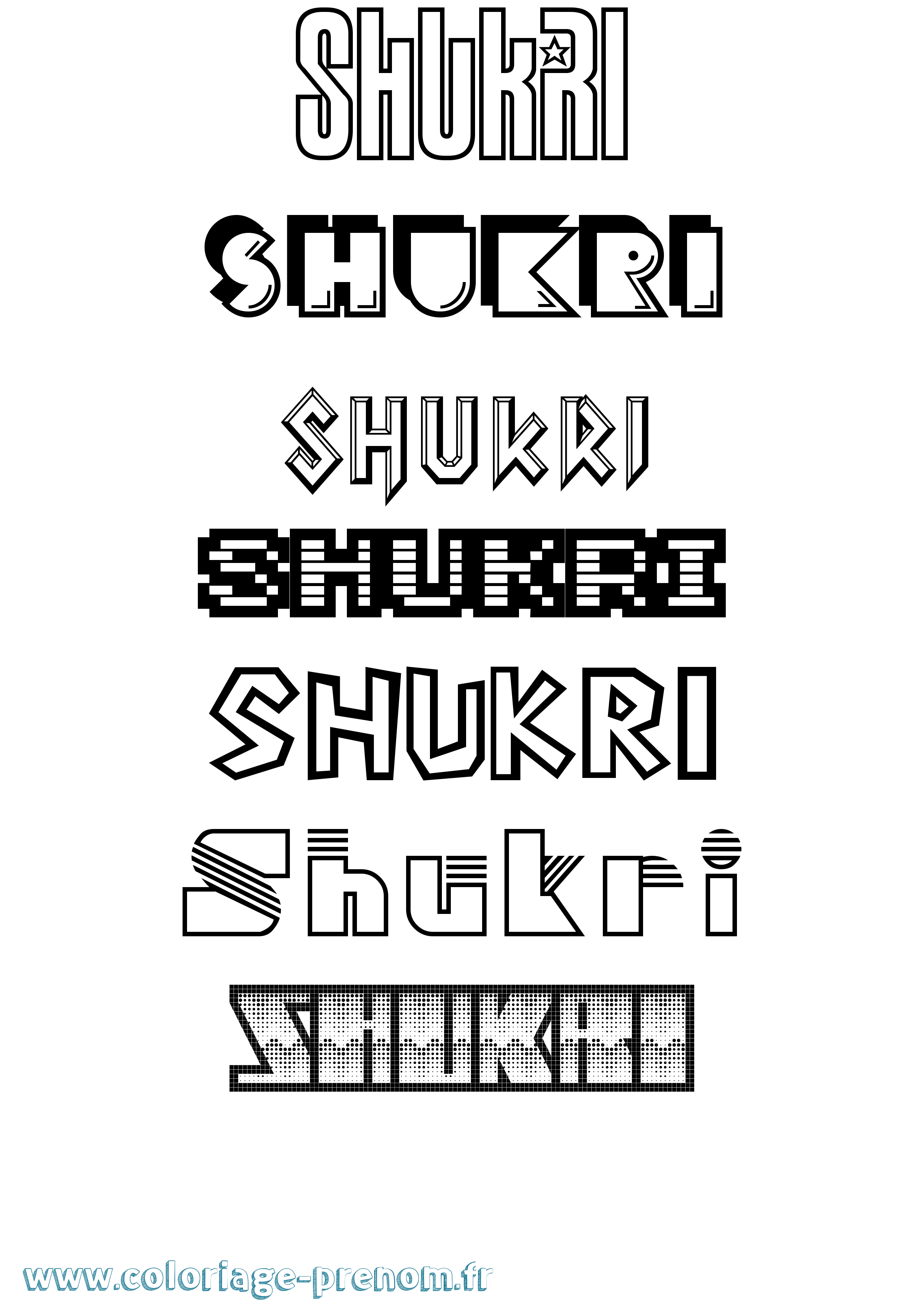 Coloriage prénom Shukri Jeux Vidéos