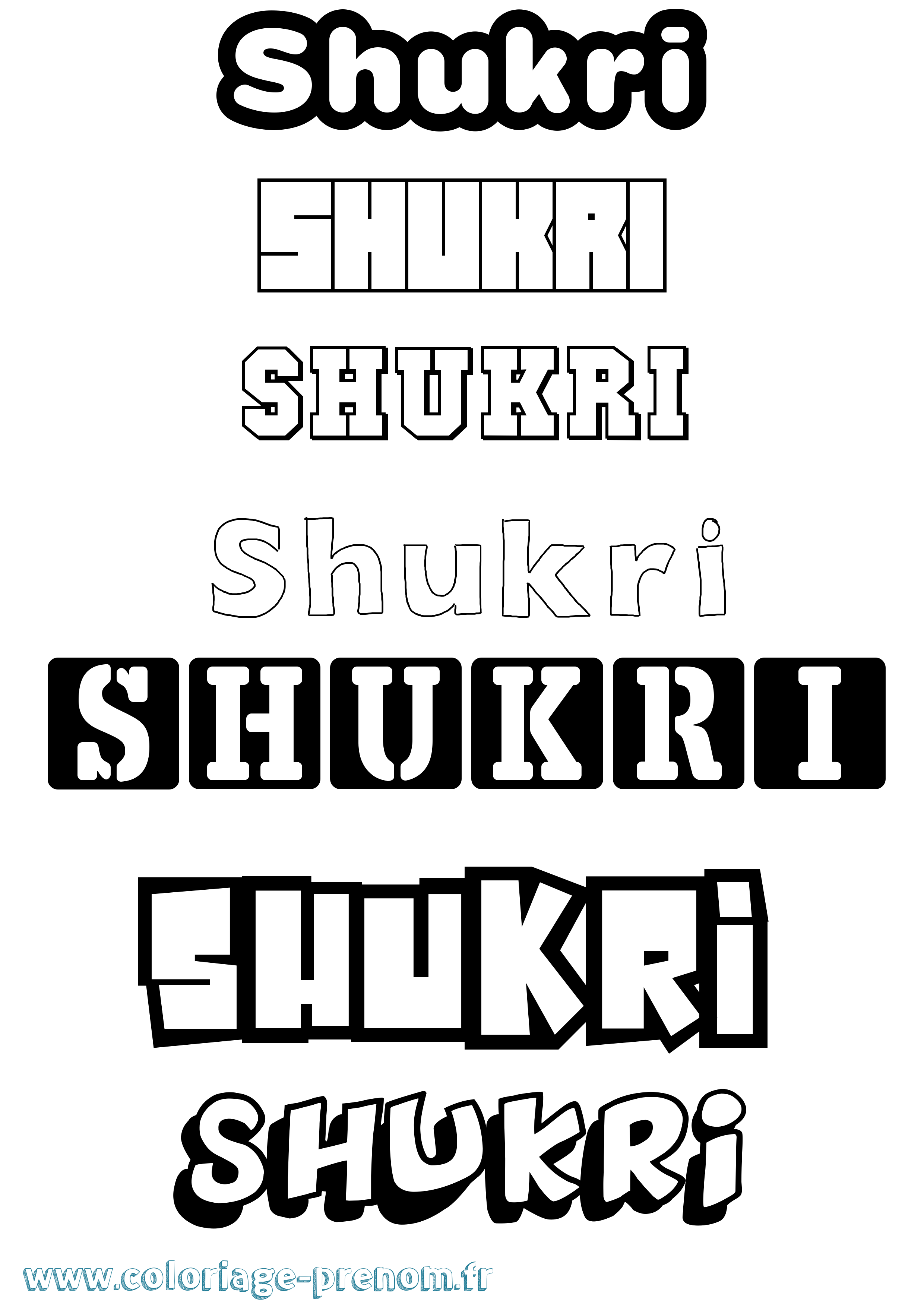 Coloriage prénom Shukri Simple