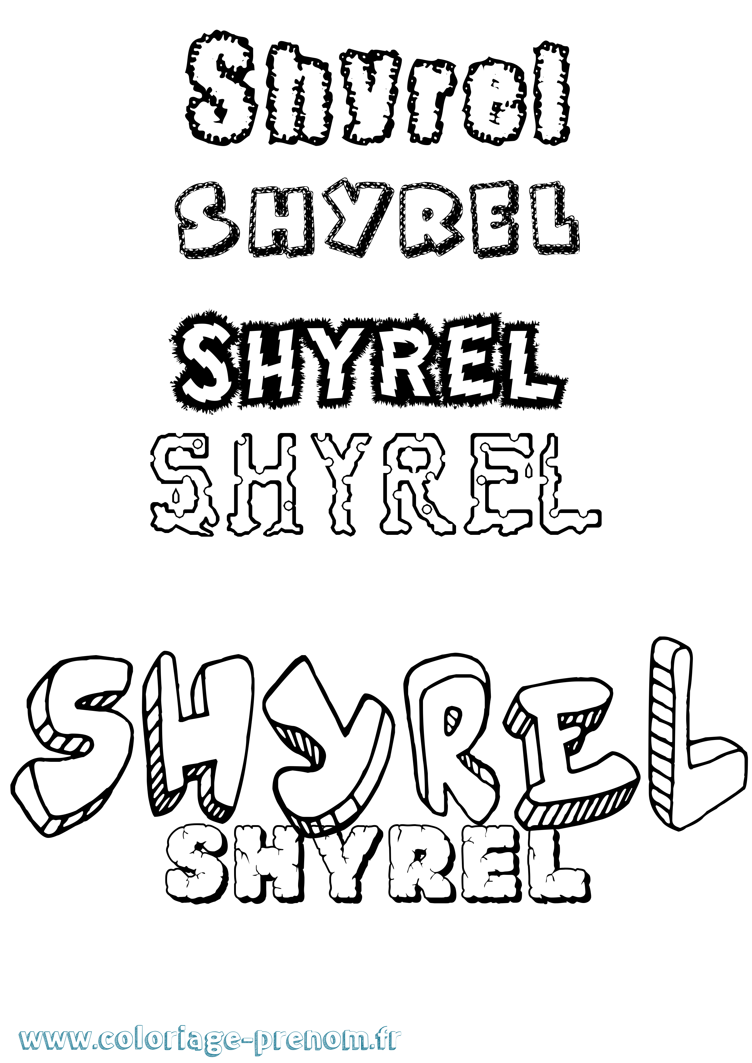 Coloriage prénom Shyrel