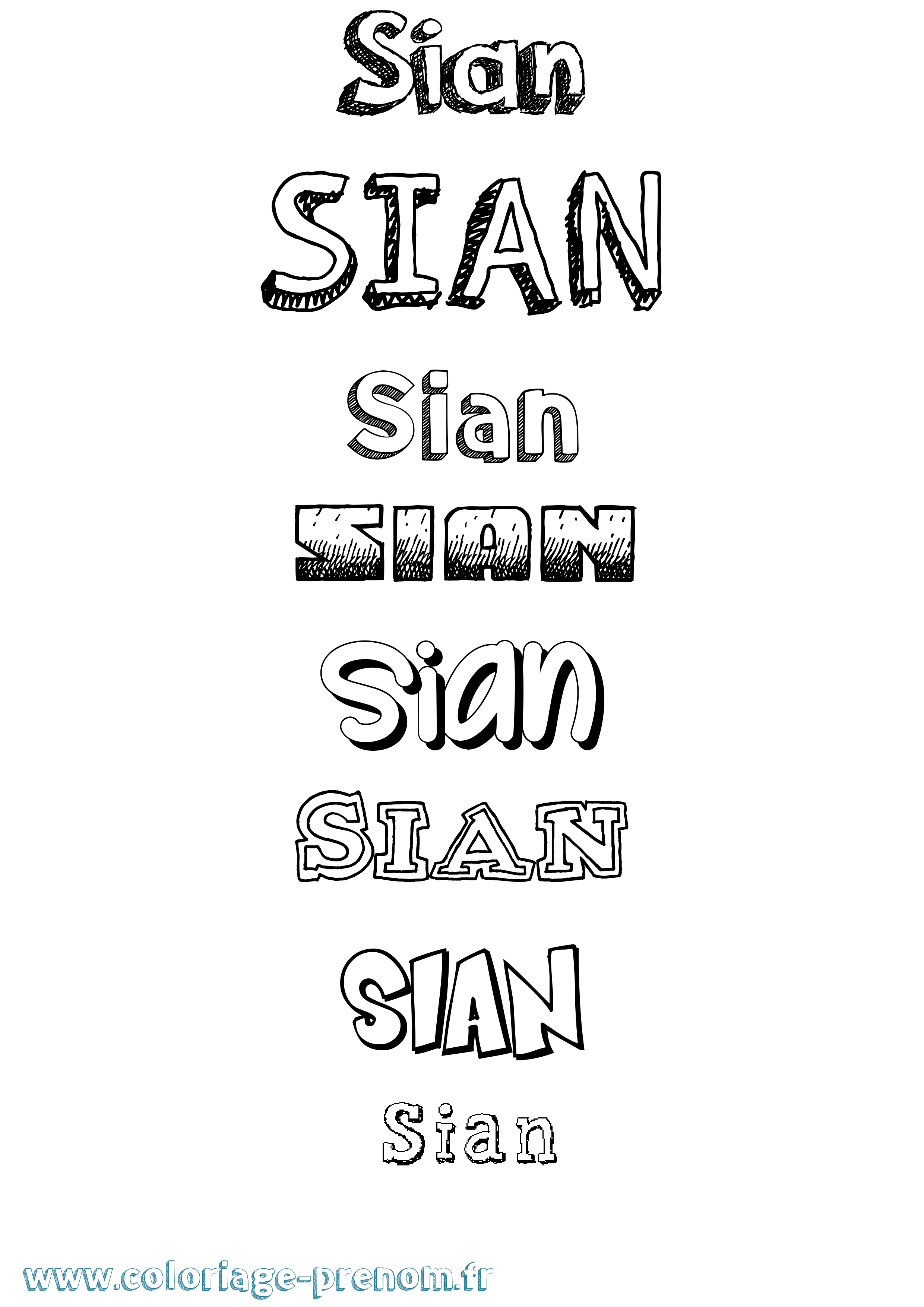 Coloriage prénom Sian Dessiné