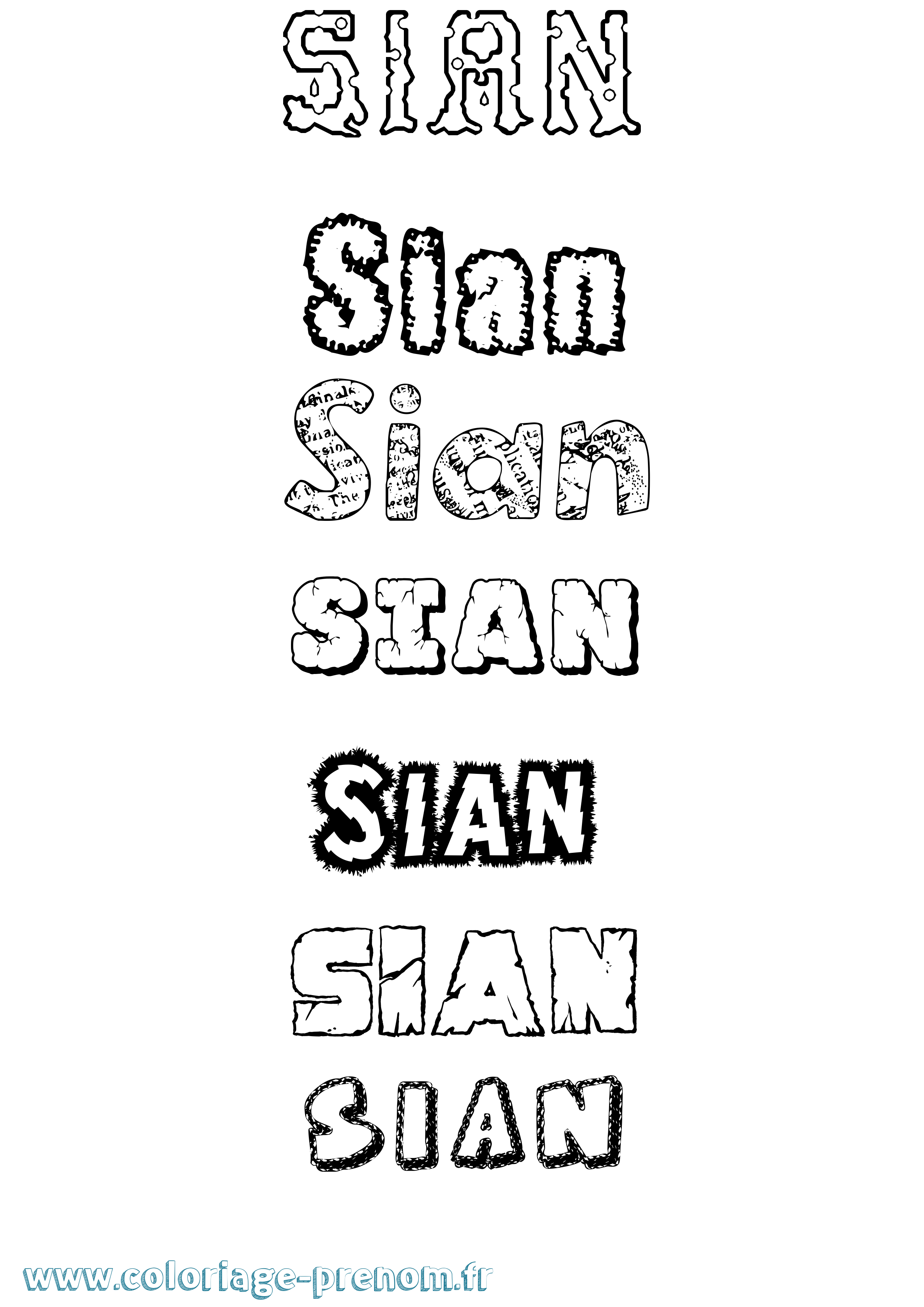 Coloriage prénom Sian Destructuré