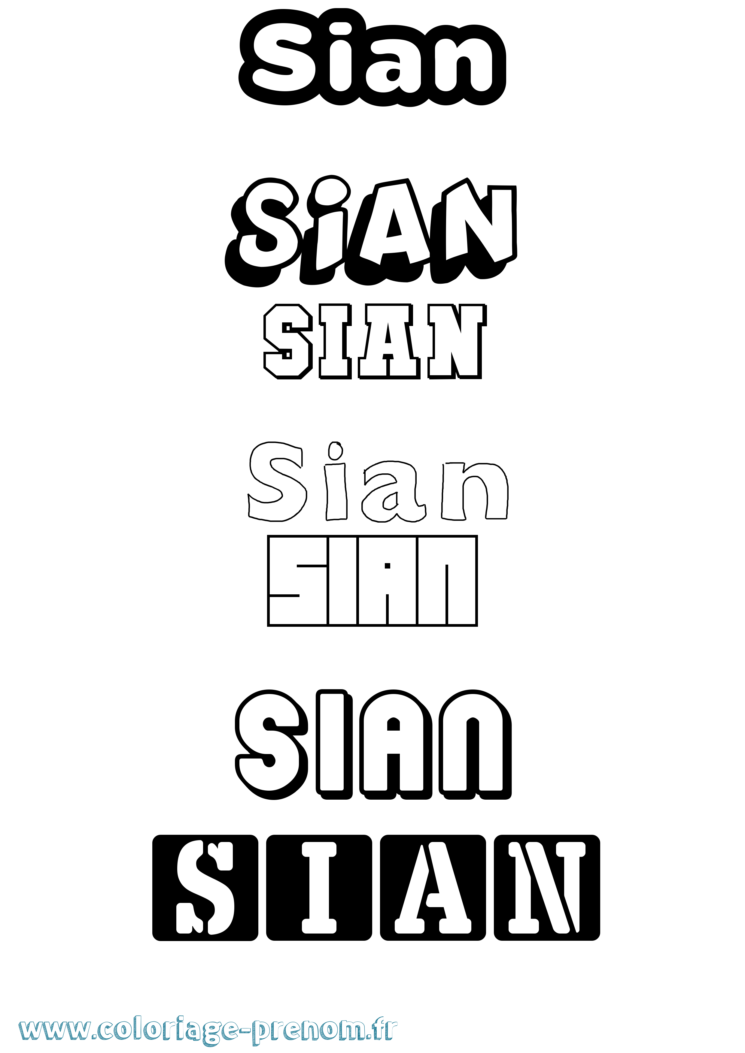 Coloriage prénom Sian Simple