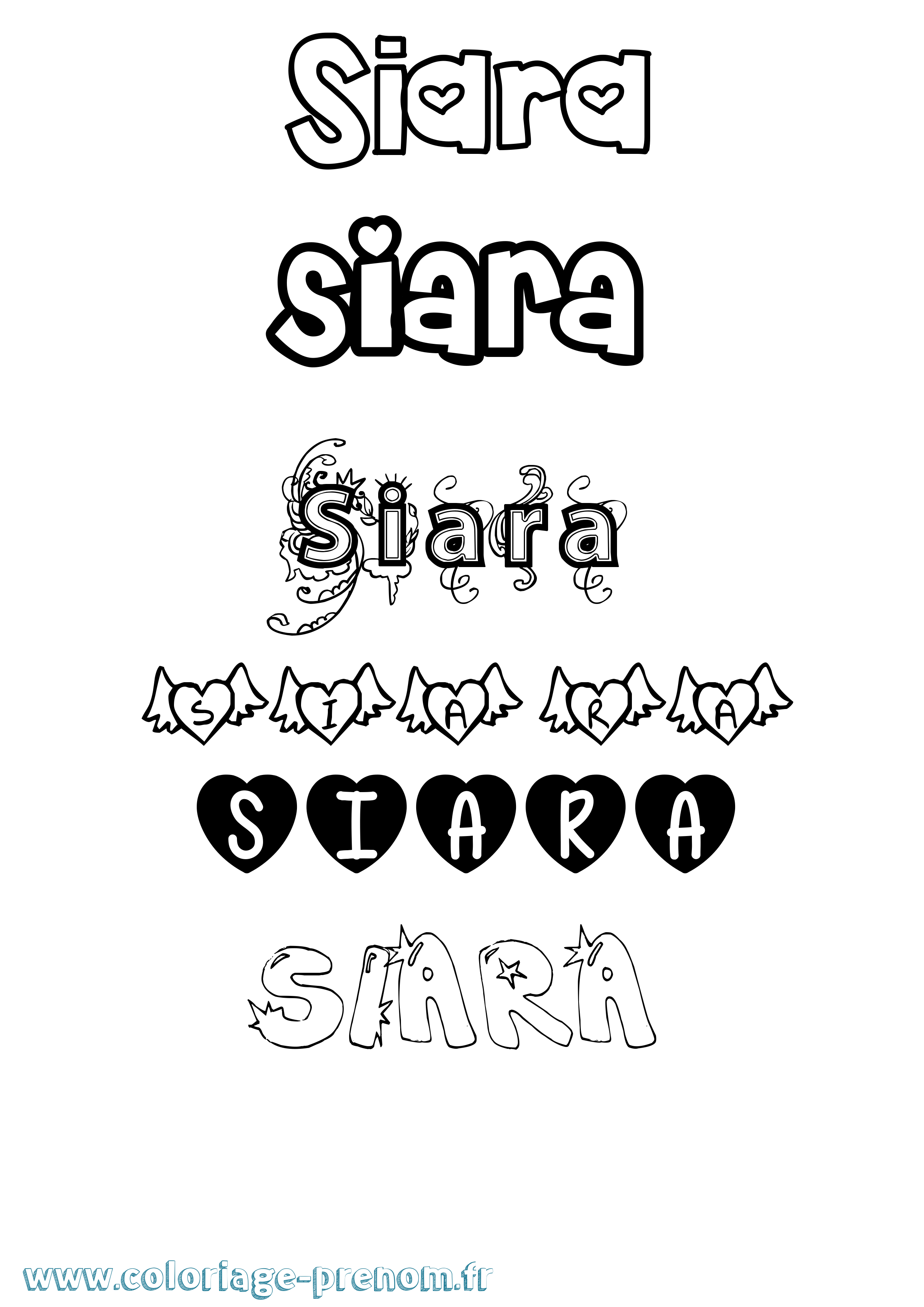 Coloriage prénom Siara Girly