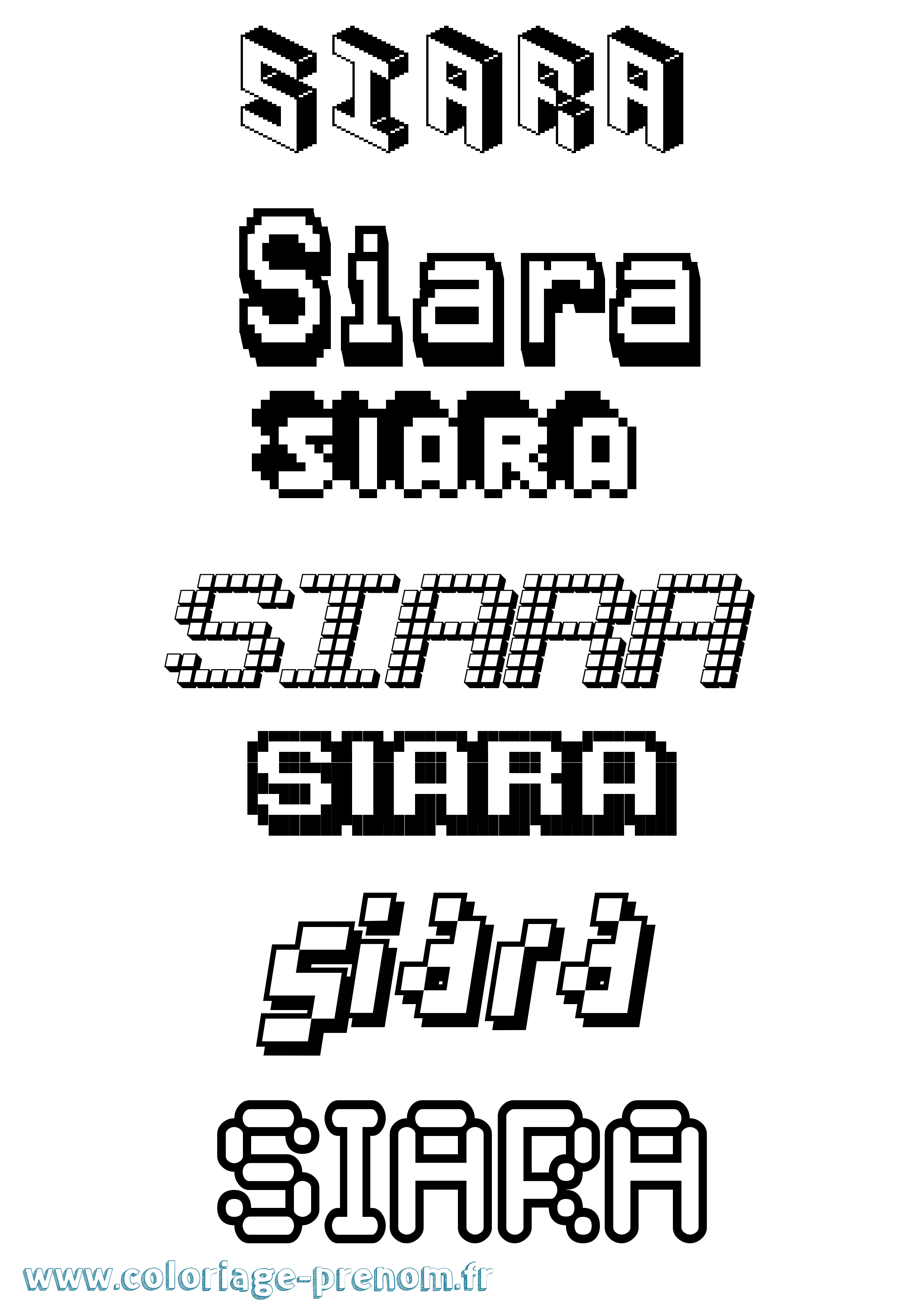 Coloriage prénom Siara Pixel