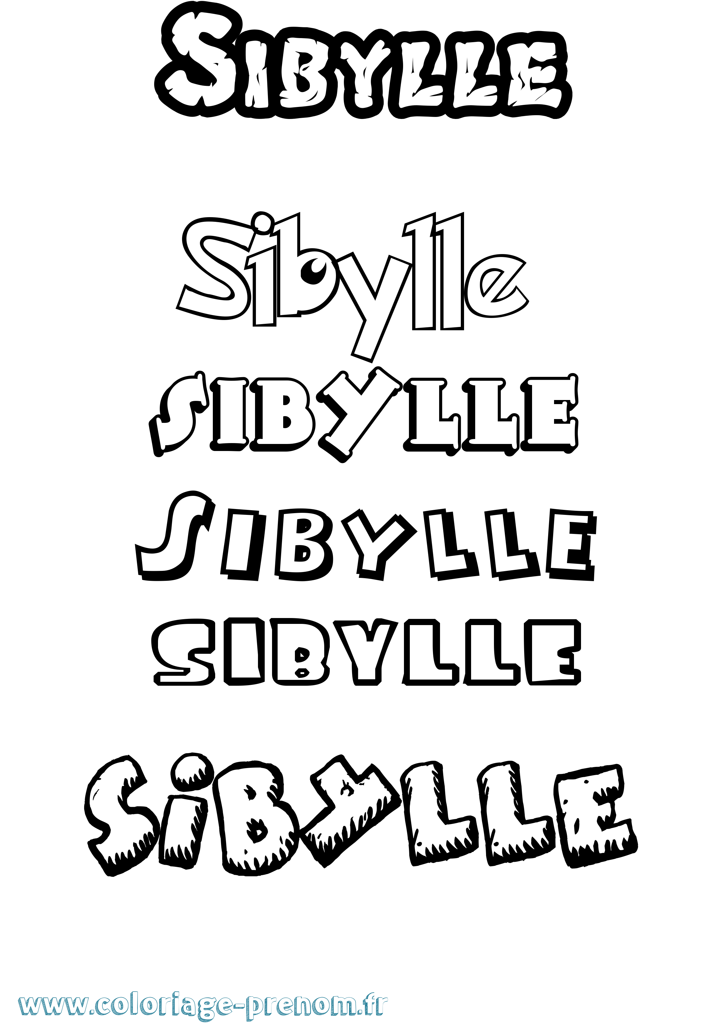 Coloriage prénom Sibylle Dessin Animé