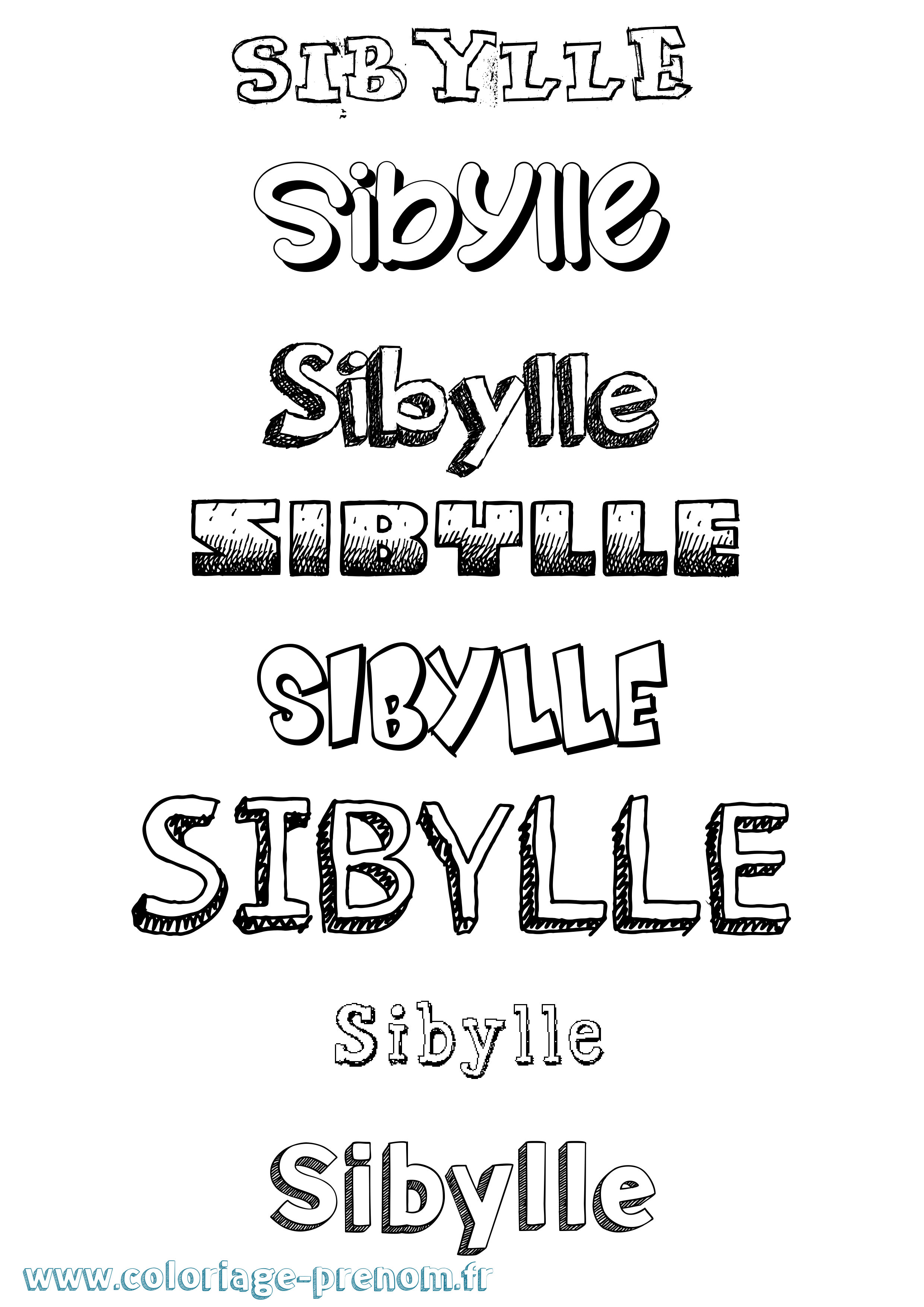Coloriage prénom Sibylle Dessiné