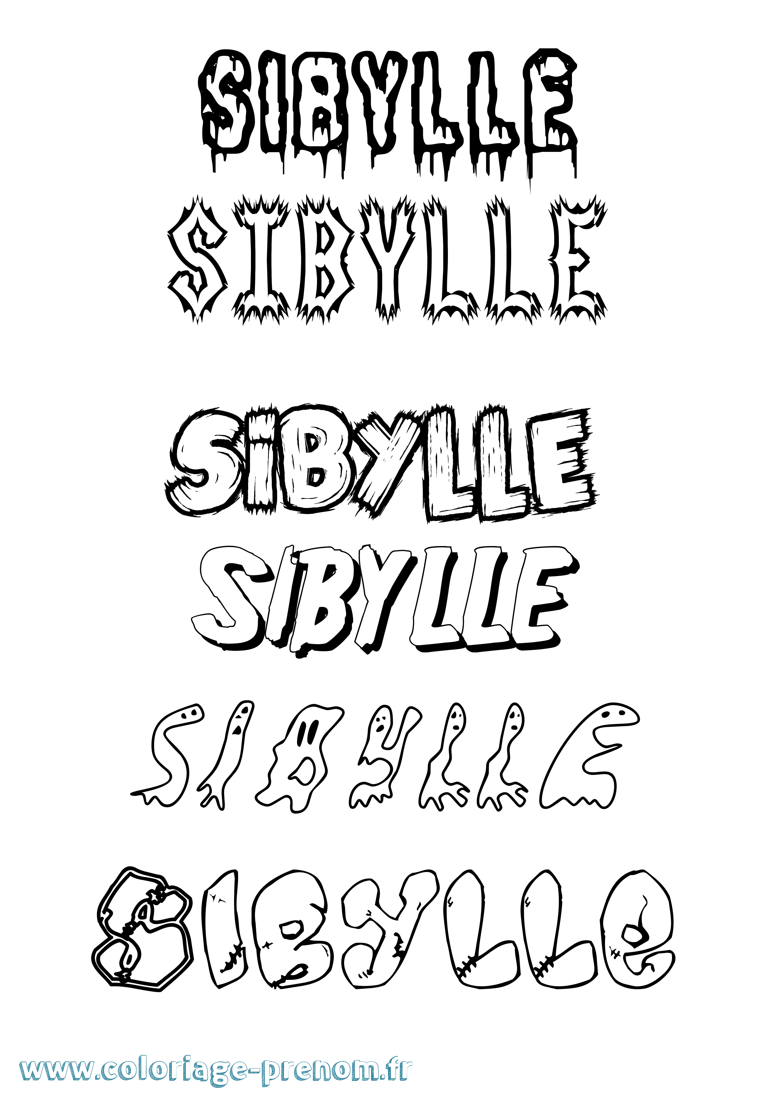 Coloriage prénom Sibylle Frisson