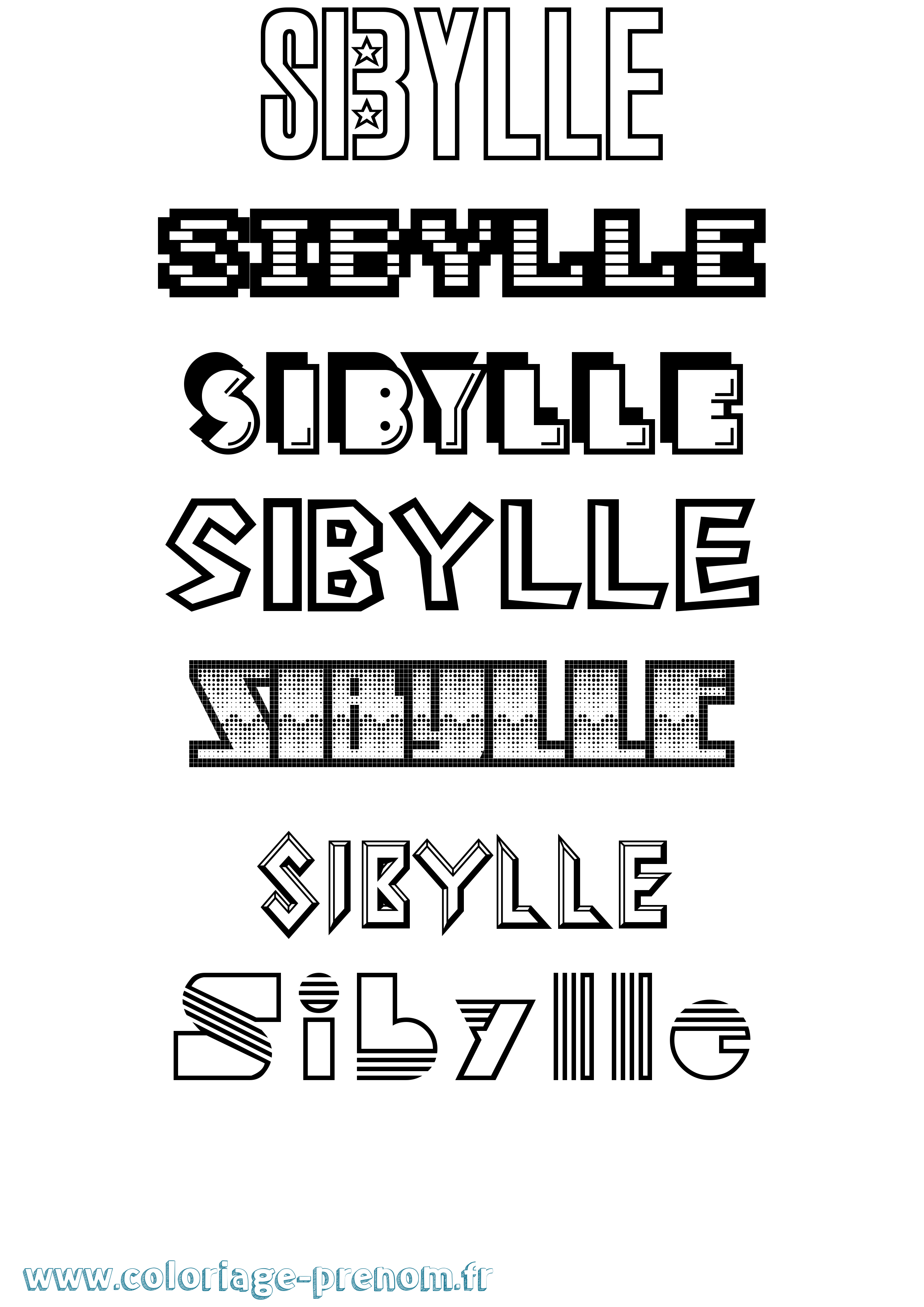 Coloriage prénom Sibylle