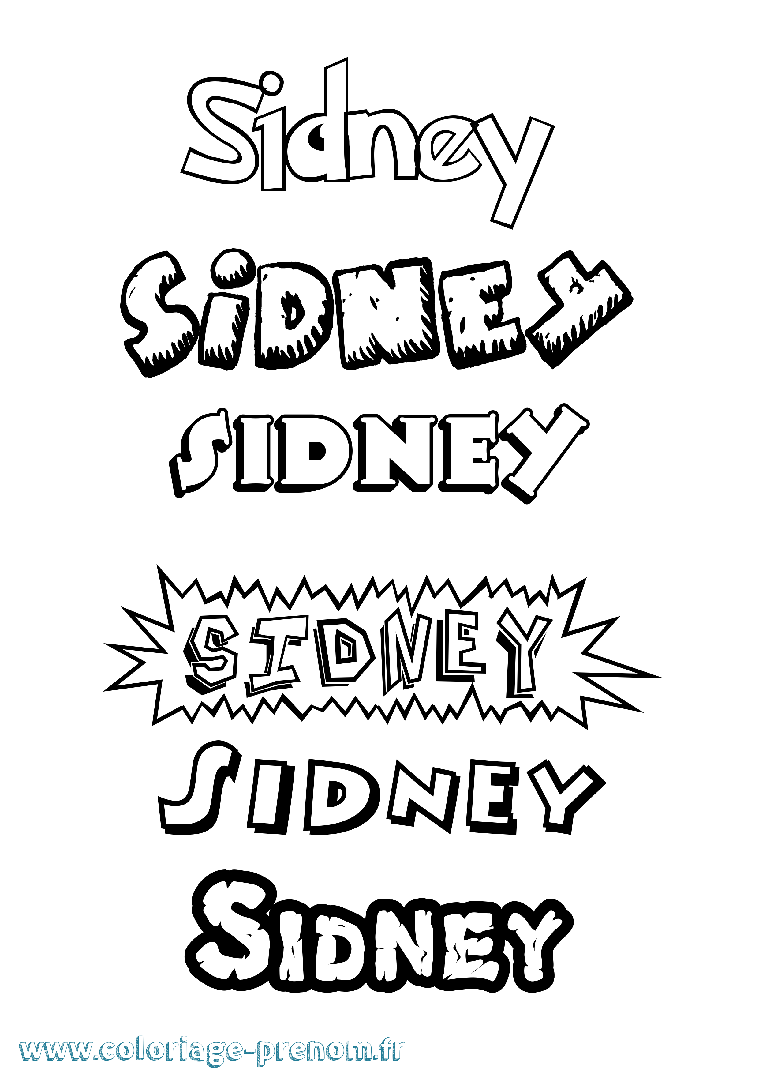 Coloriage prénom Sidney