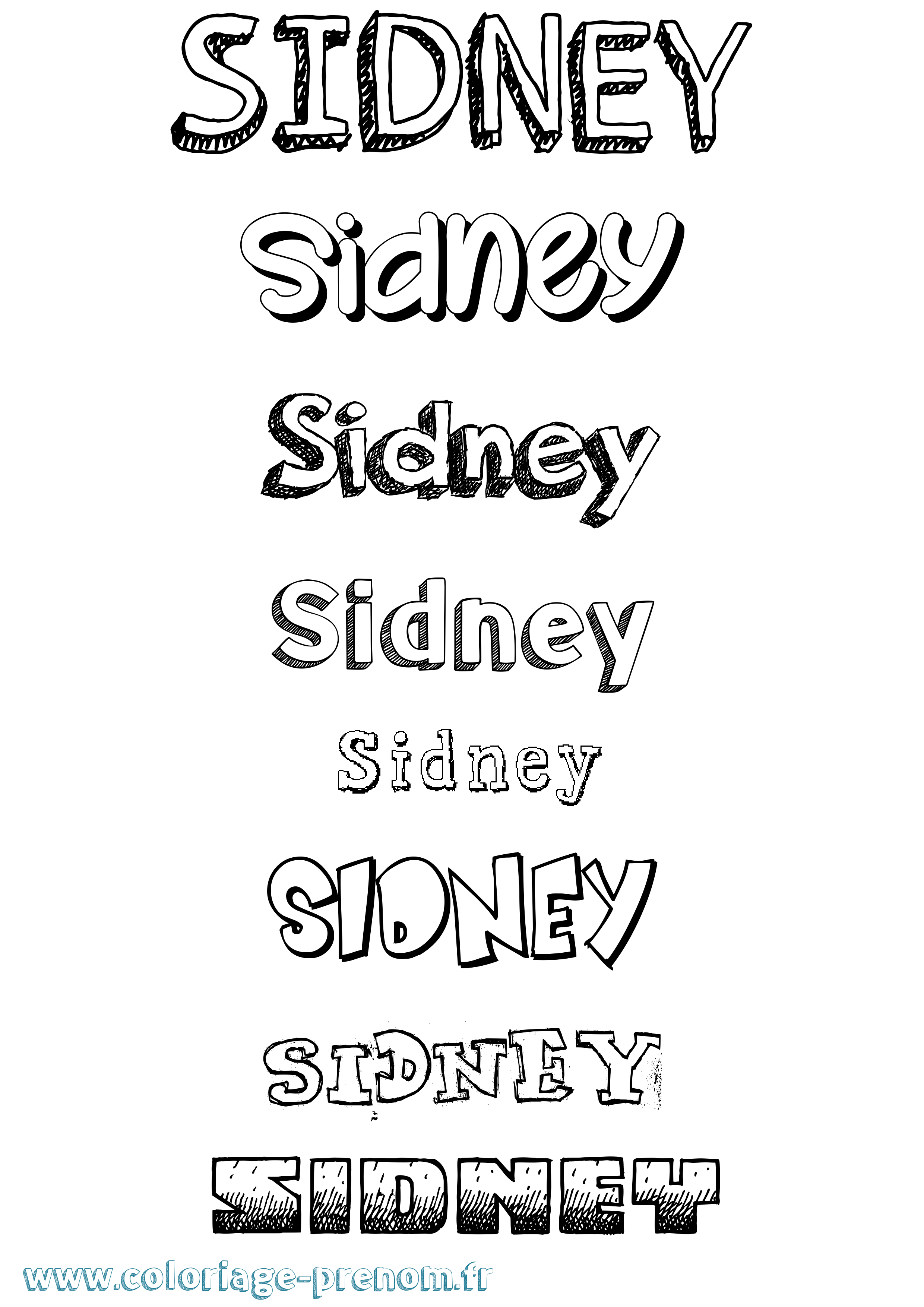 Coloriage prénom Sidney Dessiné