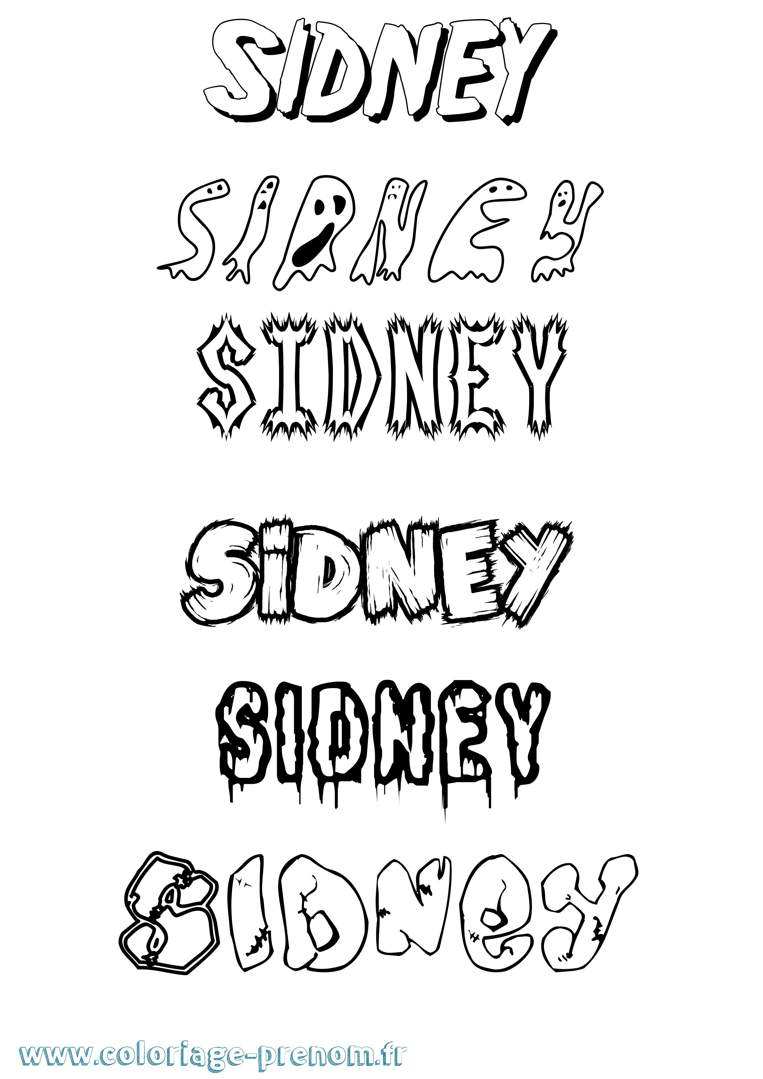 Coloriage prénom Sidney Frisson