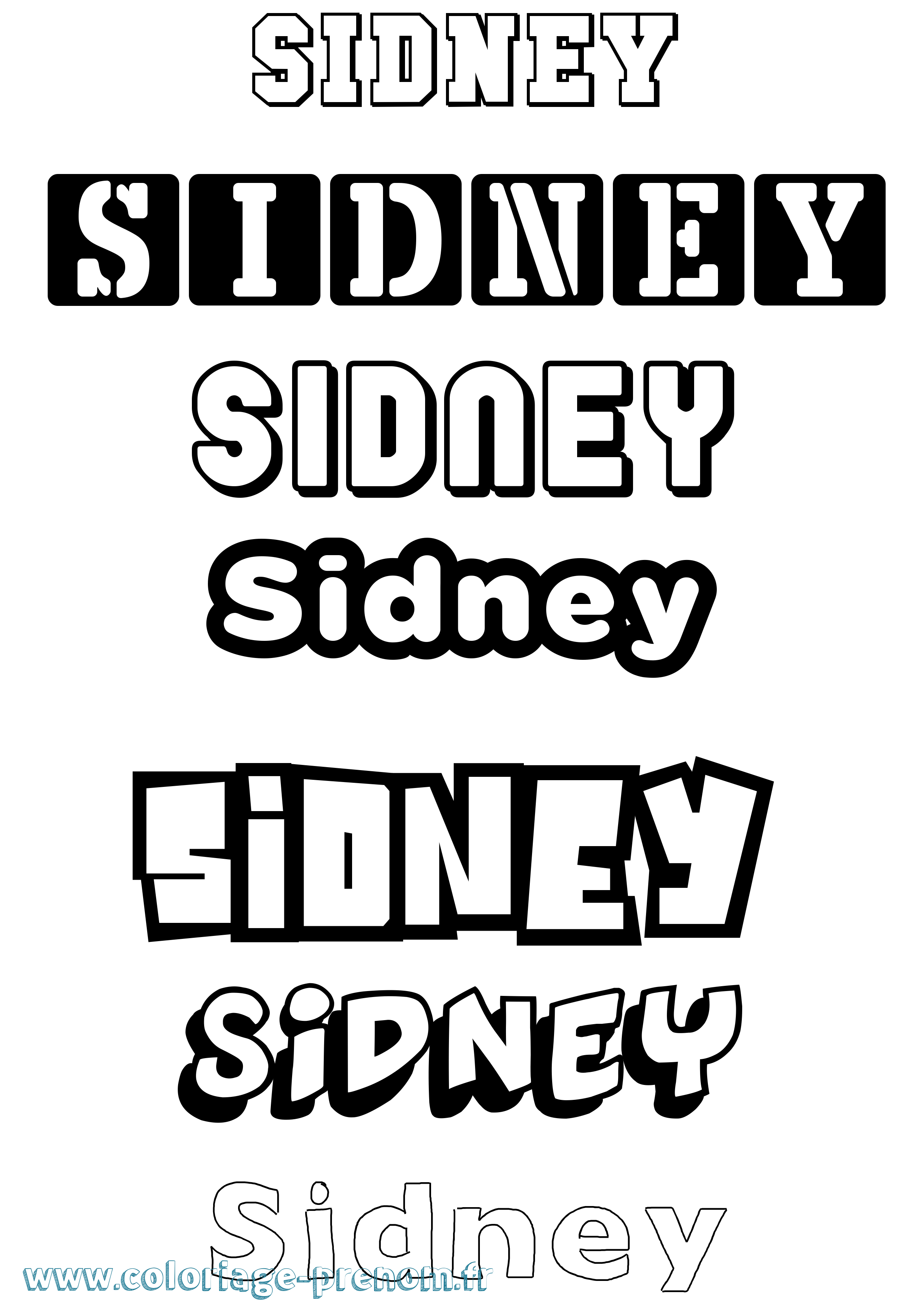 Coloriage prénom Sidney Simple