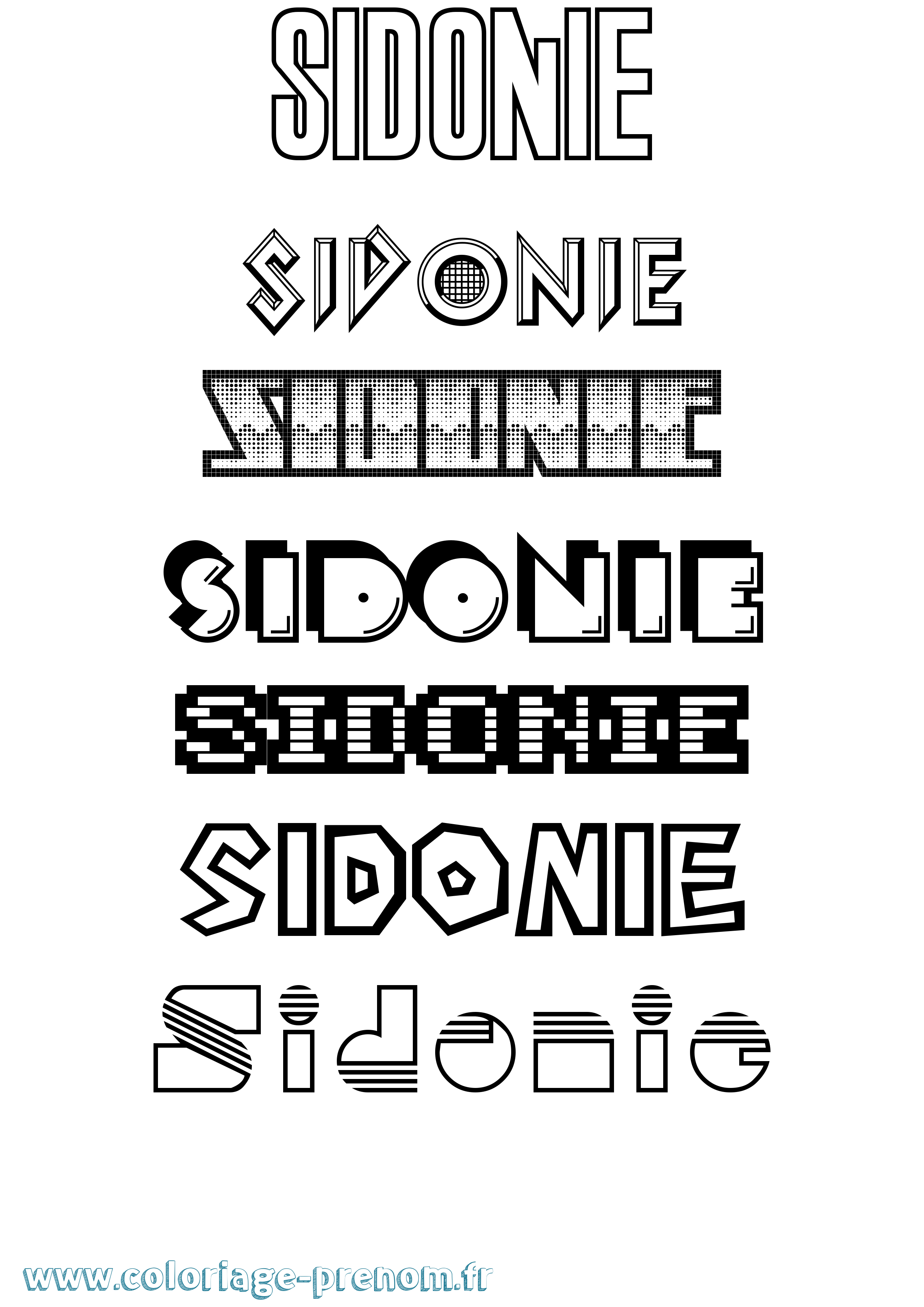 Coloriage prénom Sidonie