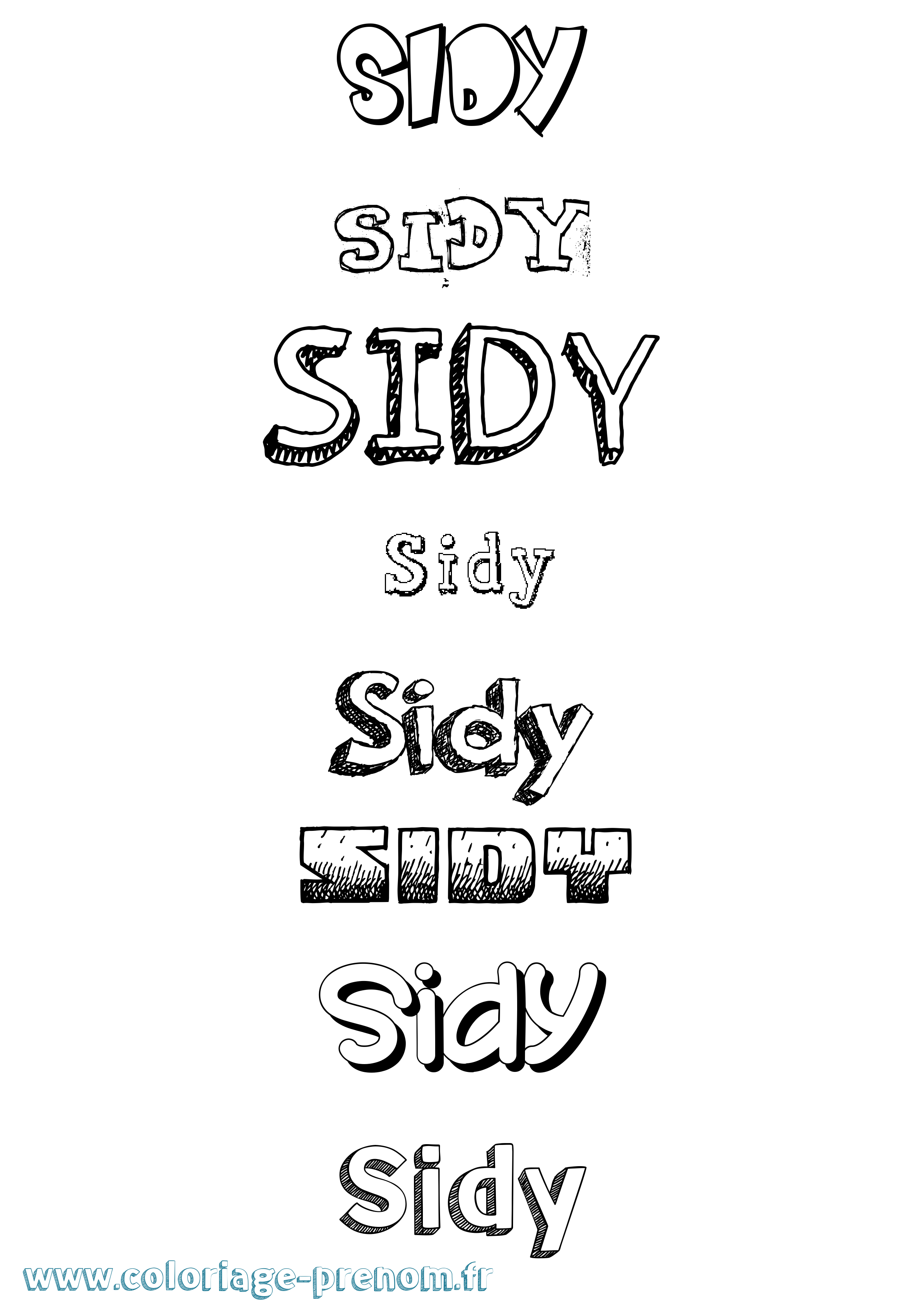 Coloriage prénom Sidy Dessiné