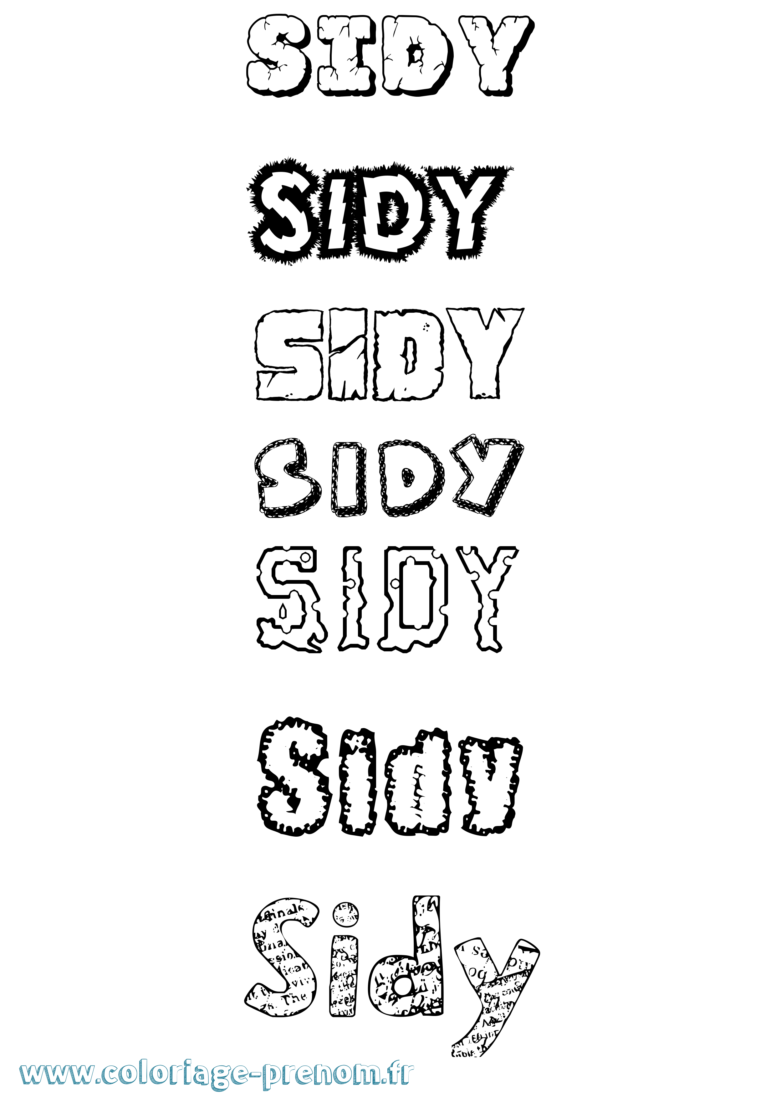 Coloriage prénom Sidy
