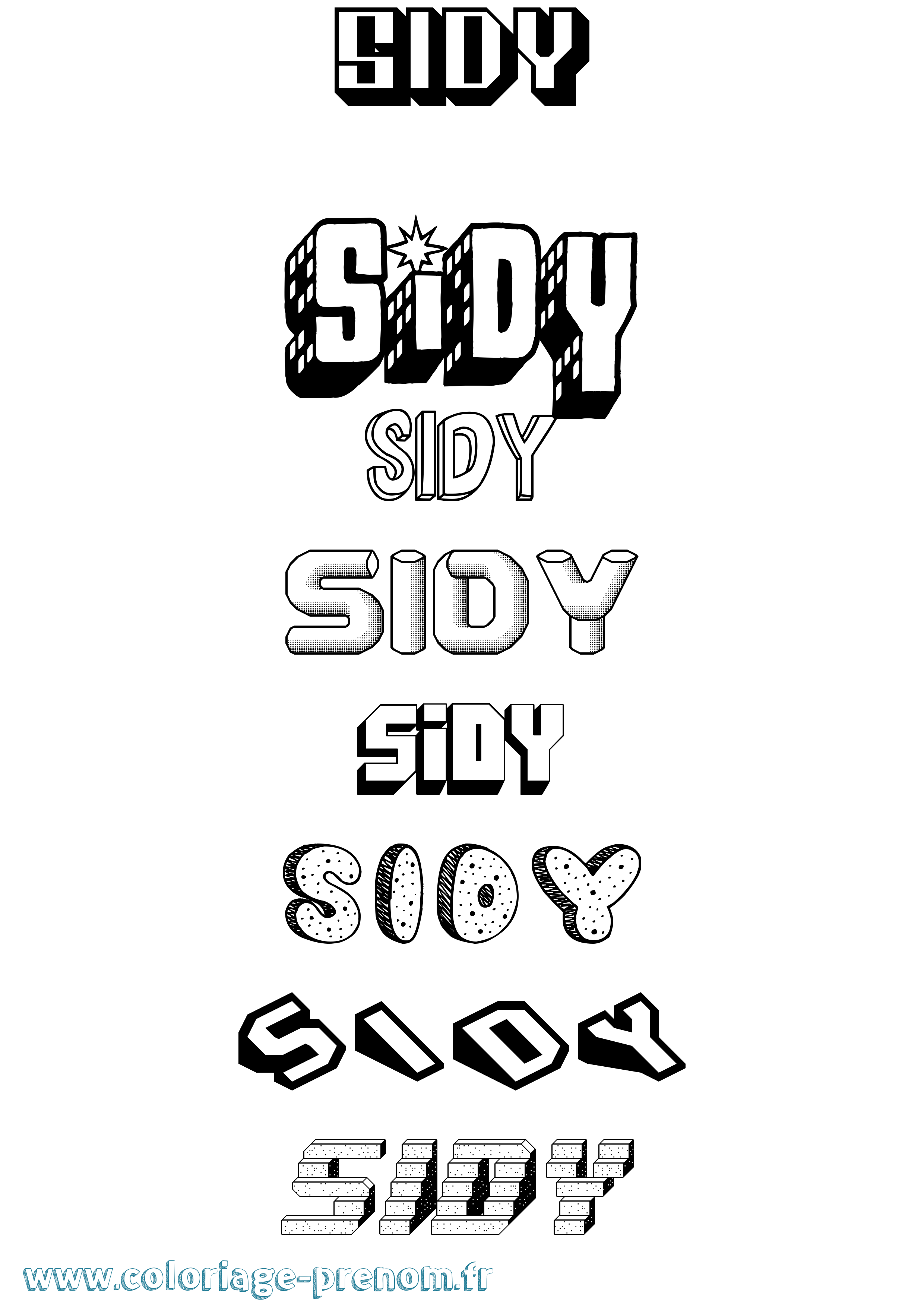 Coloriage prénom Sidy Effet 3D
