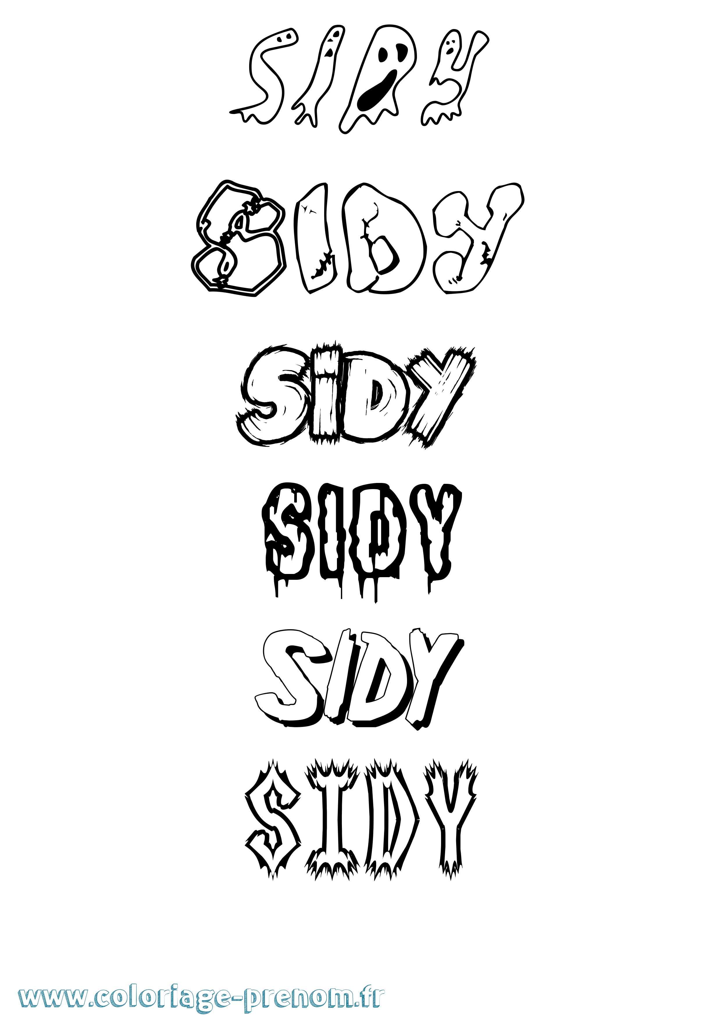 Coloriage prénom Sidy Frisson