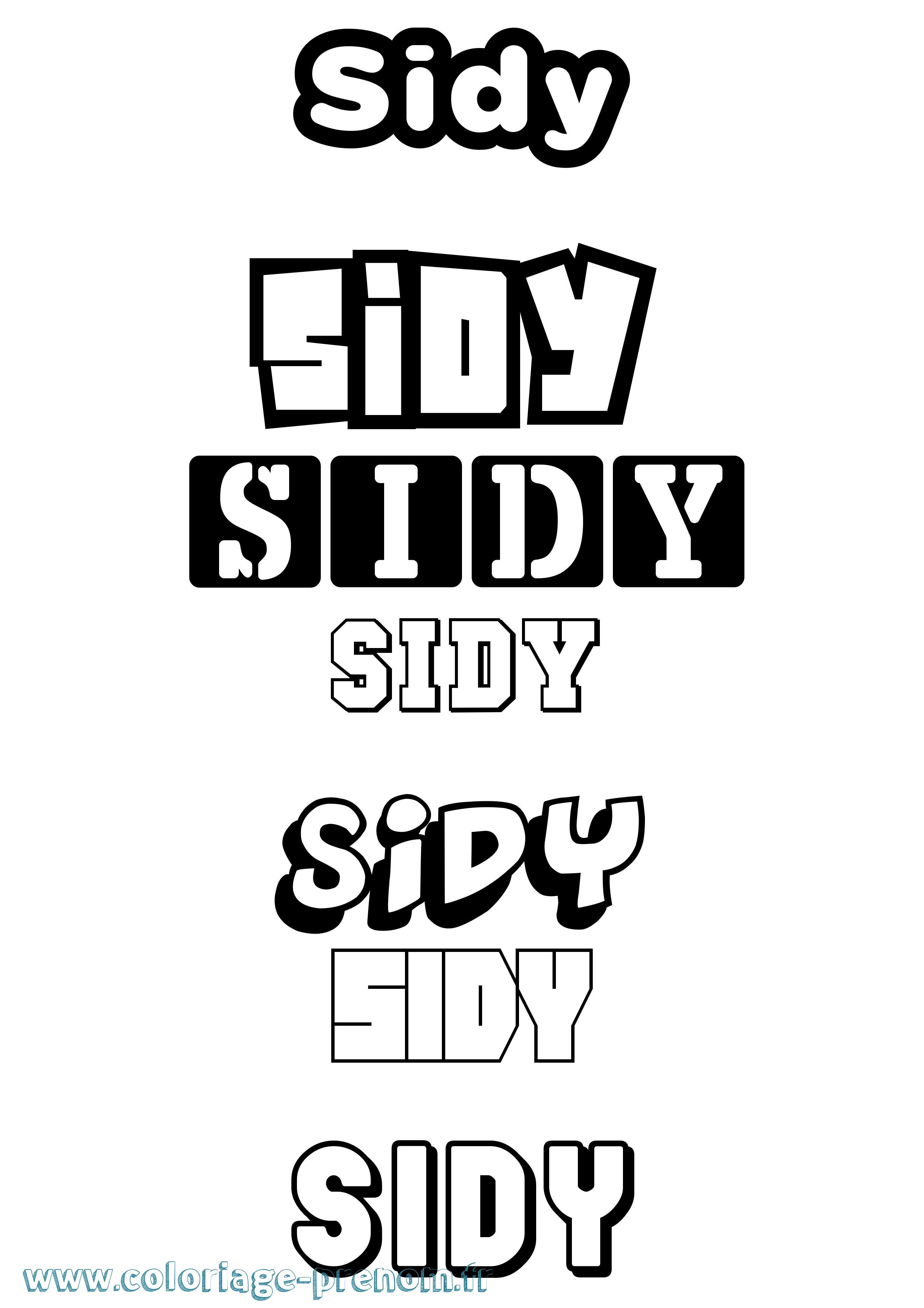 Coloriage prénom Sidy Simple